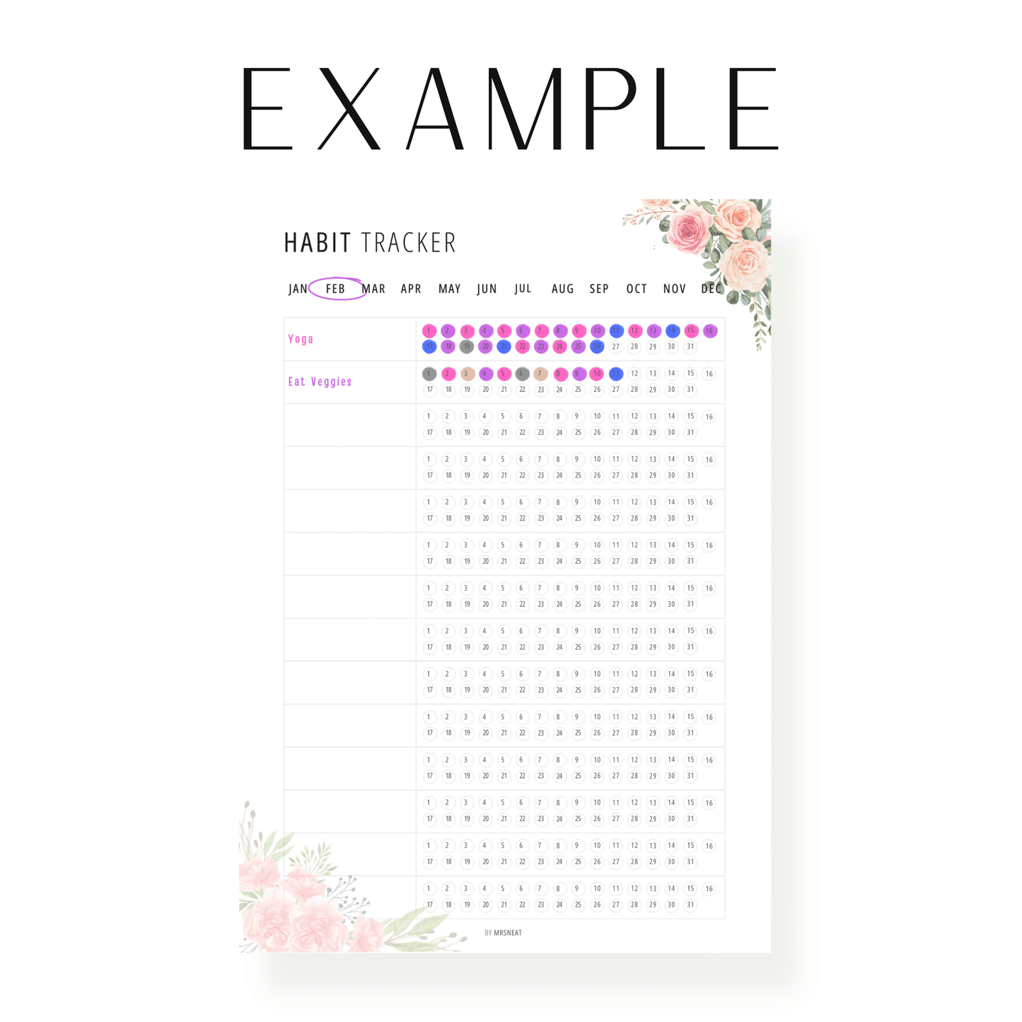 Floral Minimalist Daily Habit Tracker