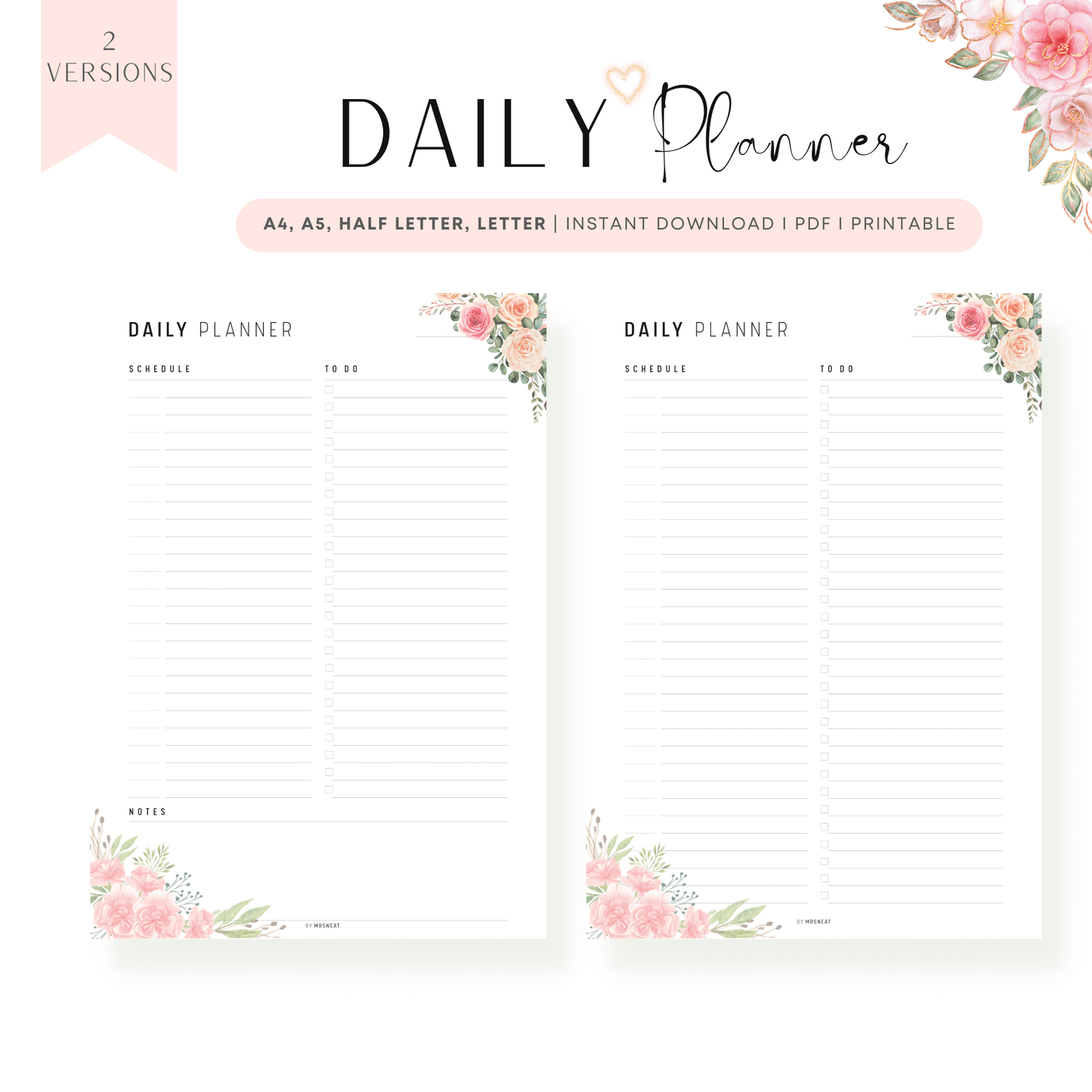 Floral Minimalist Daily Planner - M198