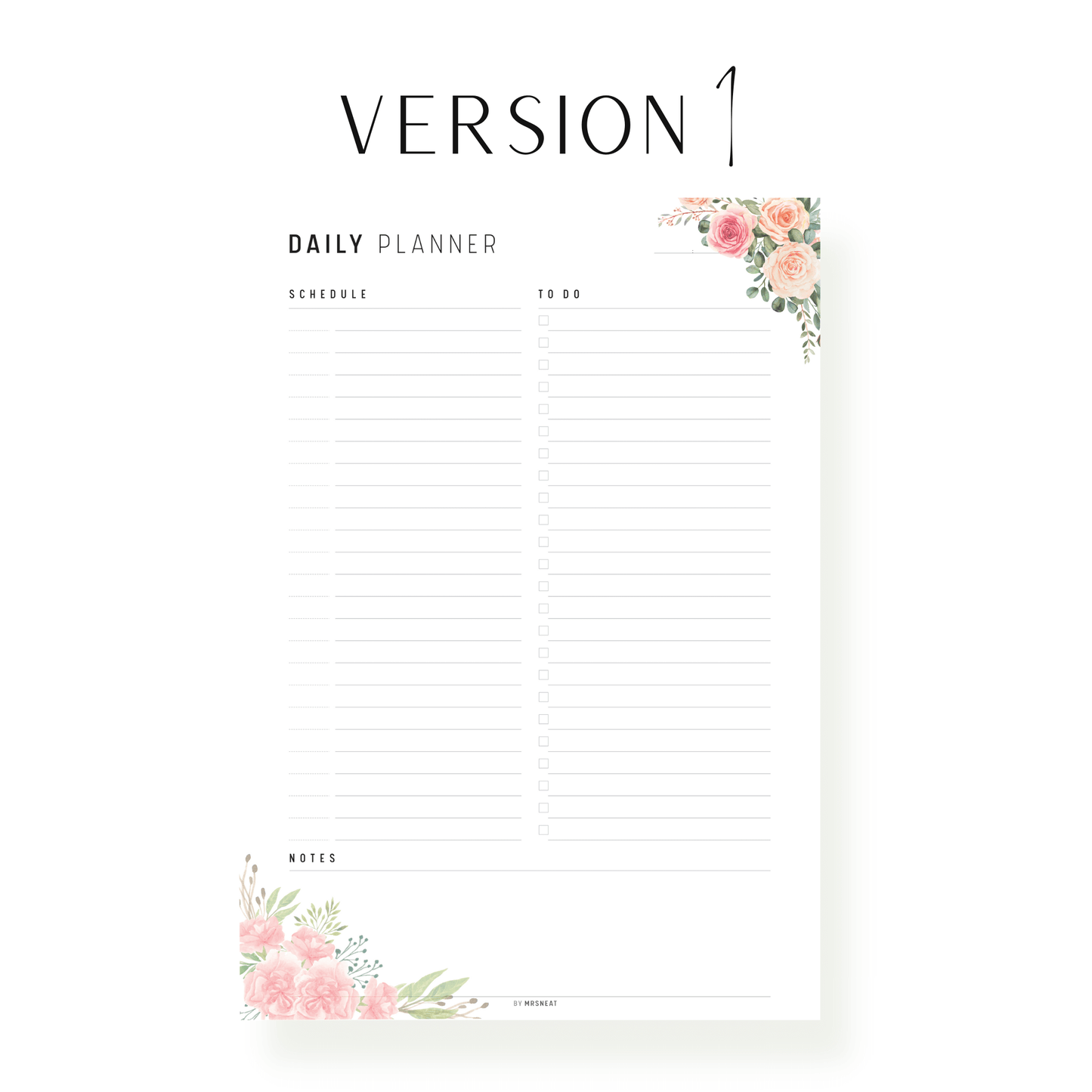 Floral Minimalist Daily Planner - M198