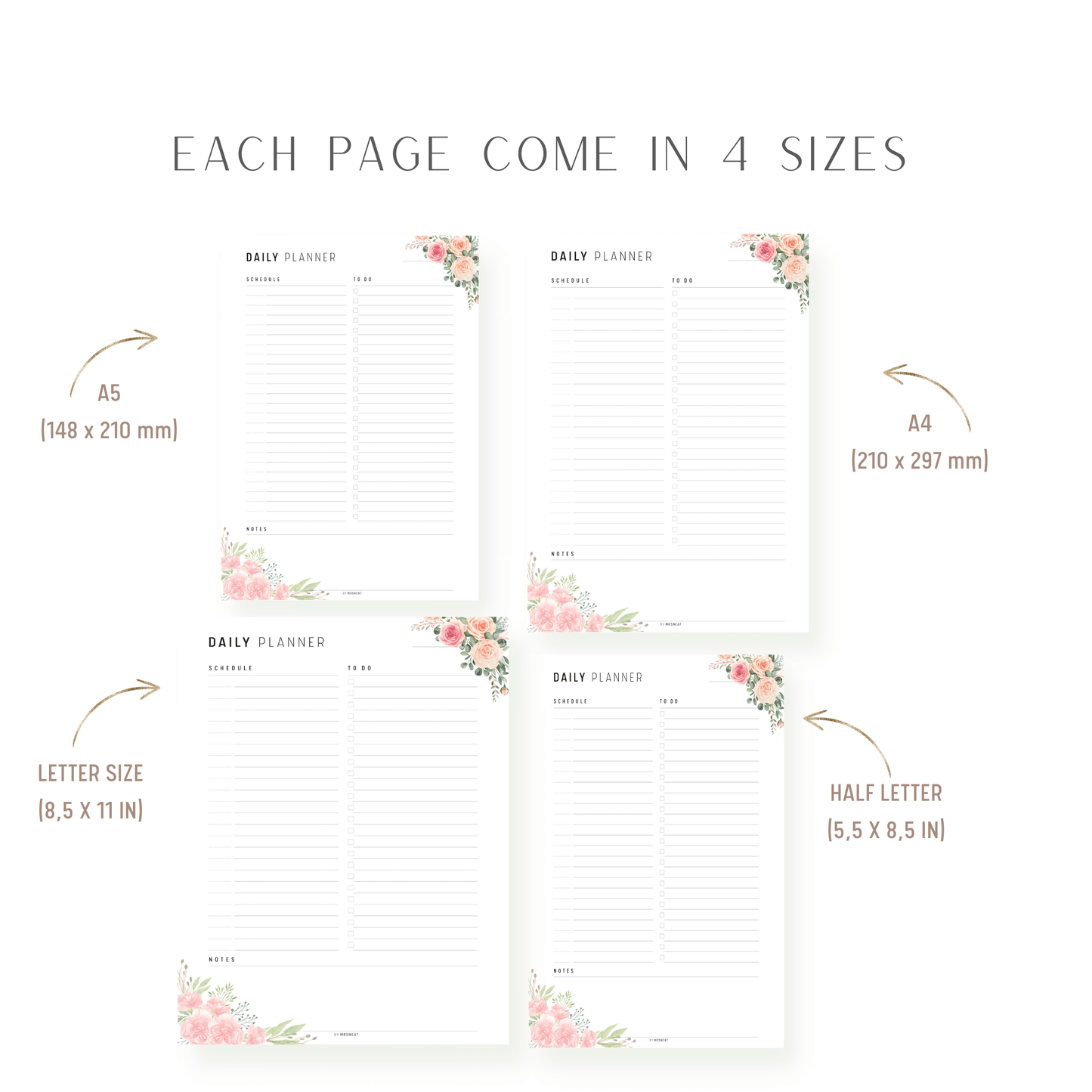 Floral Minimalist Daily Planner - M198