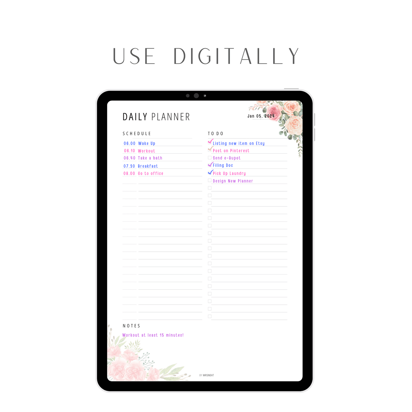 Floral Minimalist Daily Planner - M198