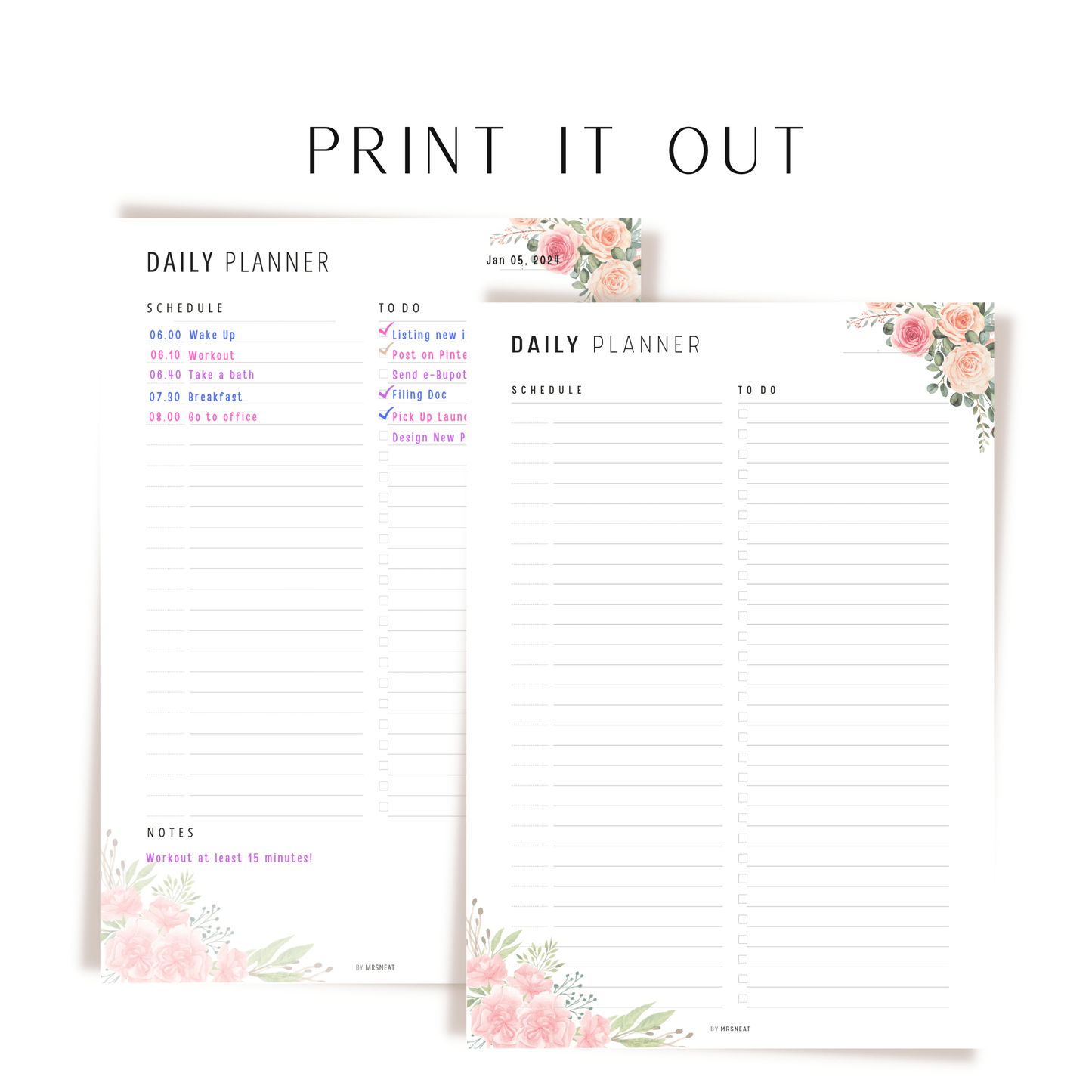 Floral Minimalist Daily Planner - M198