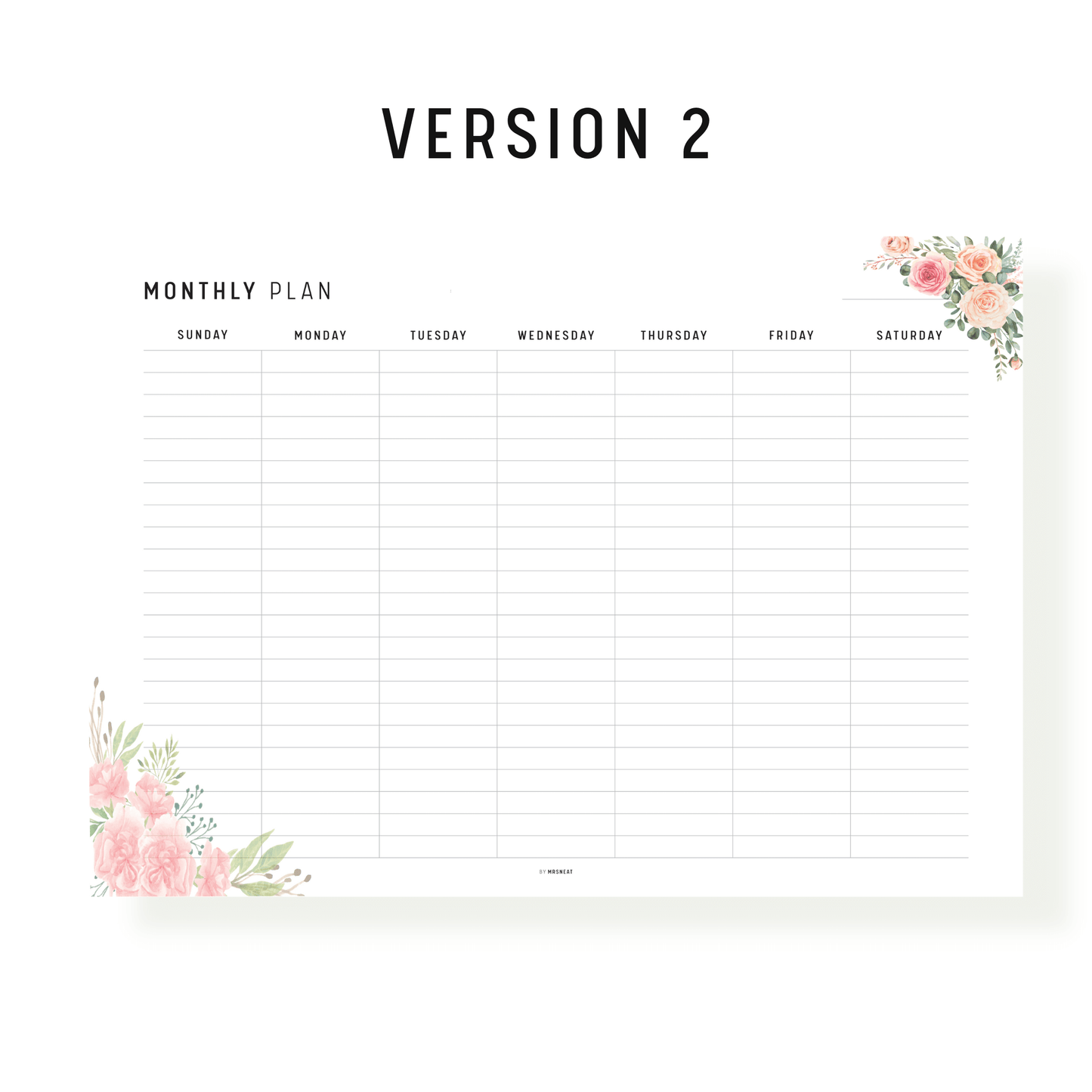 Floral Monthly Planner Template