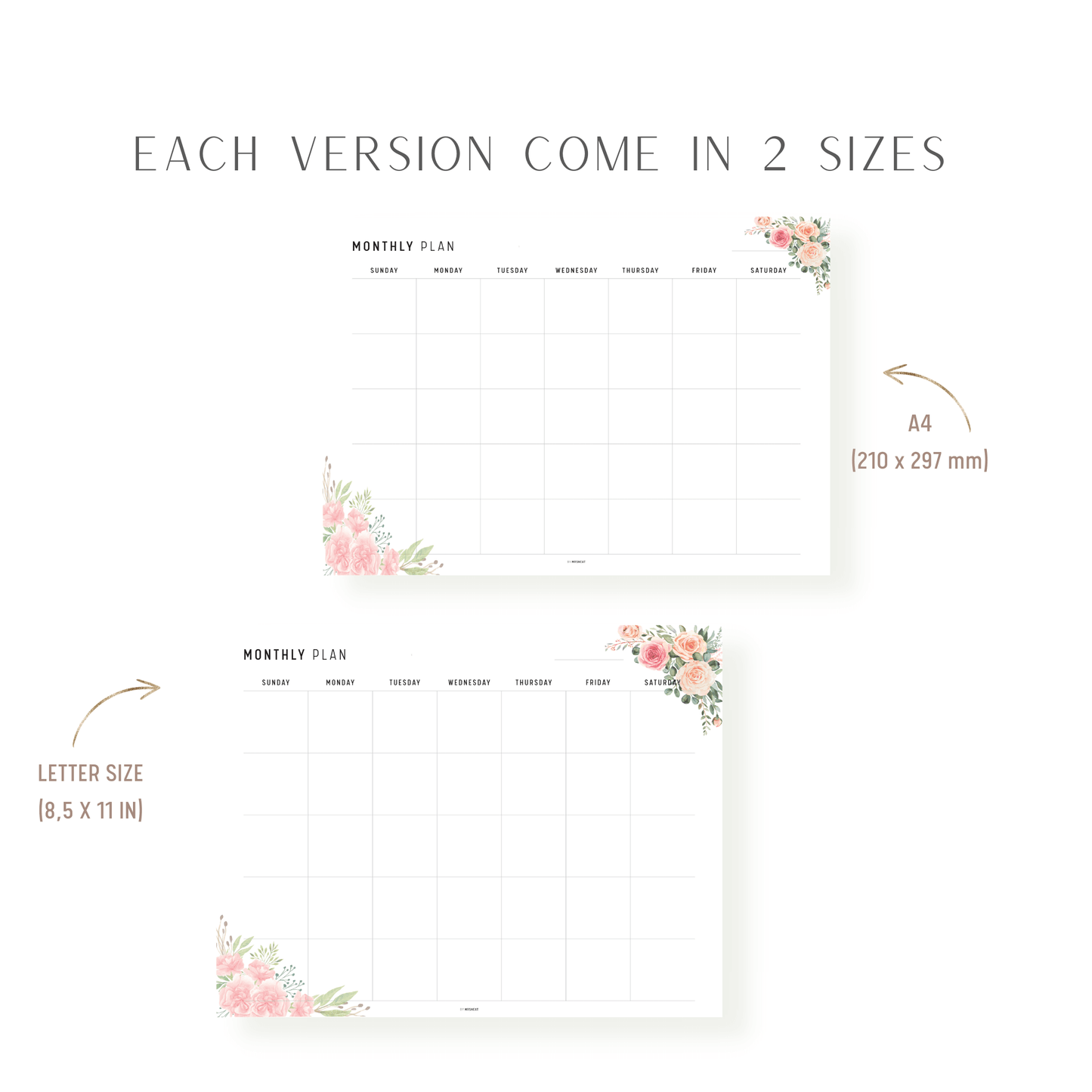 Floral Monthly Planner Landscape