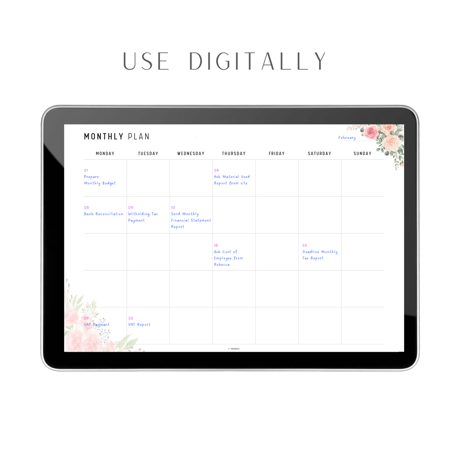 Floral Monthly Planner Template