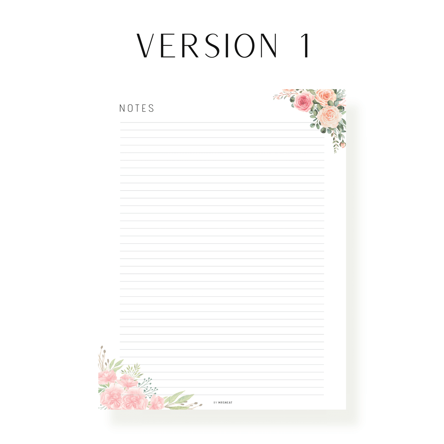 Floral Notes Page Printable