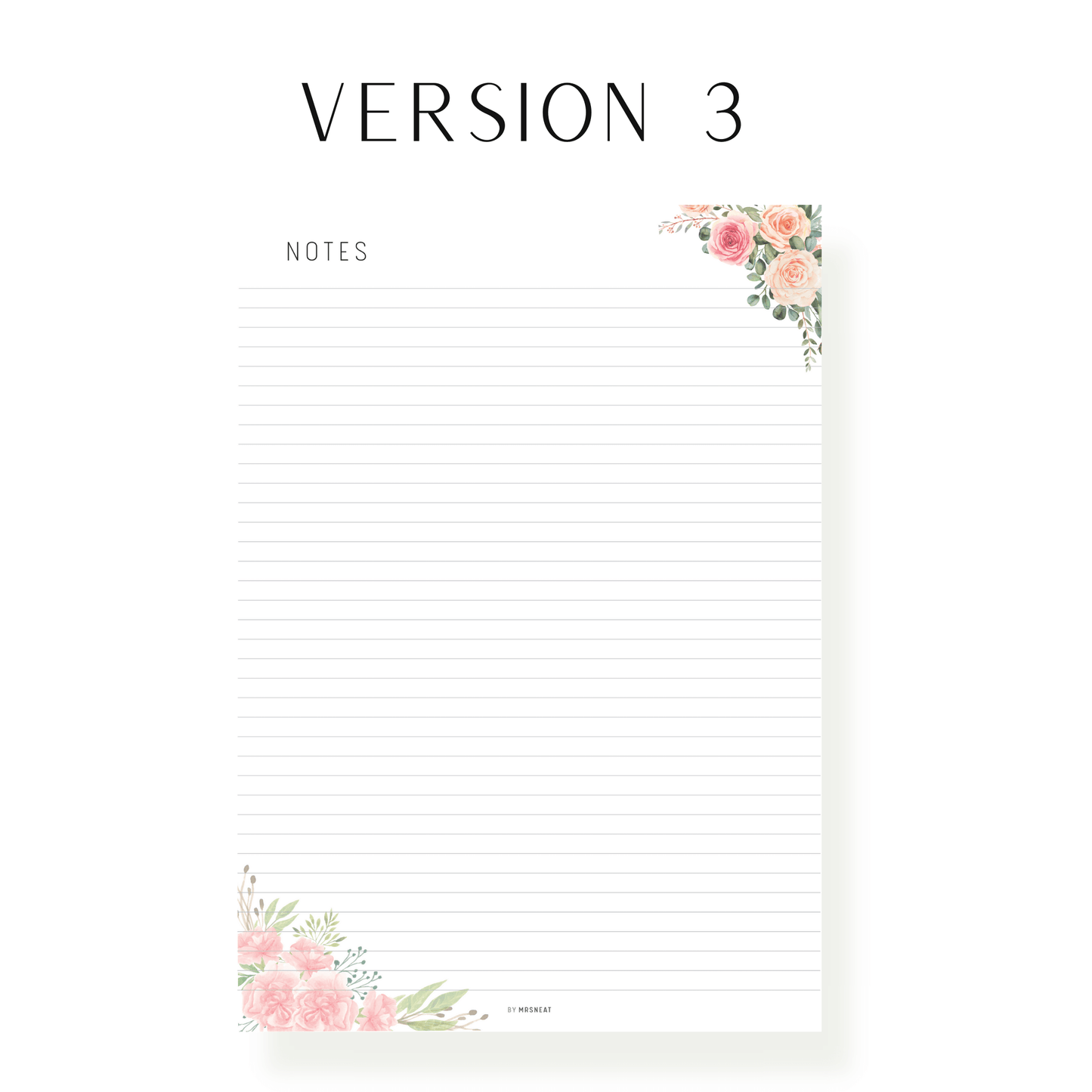 Floral Notes Page Printable