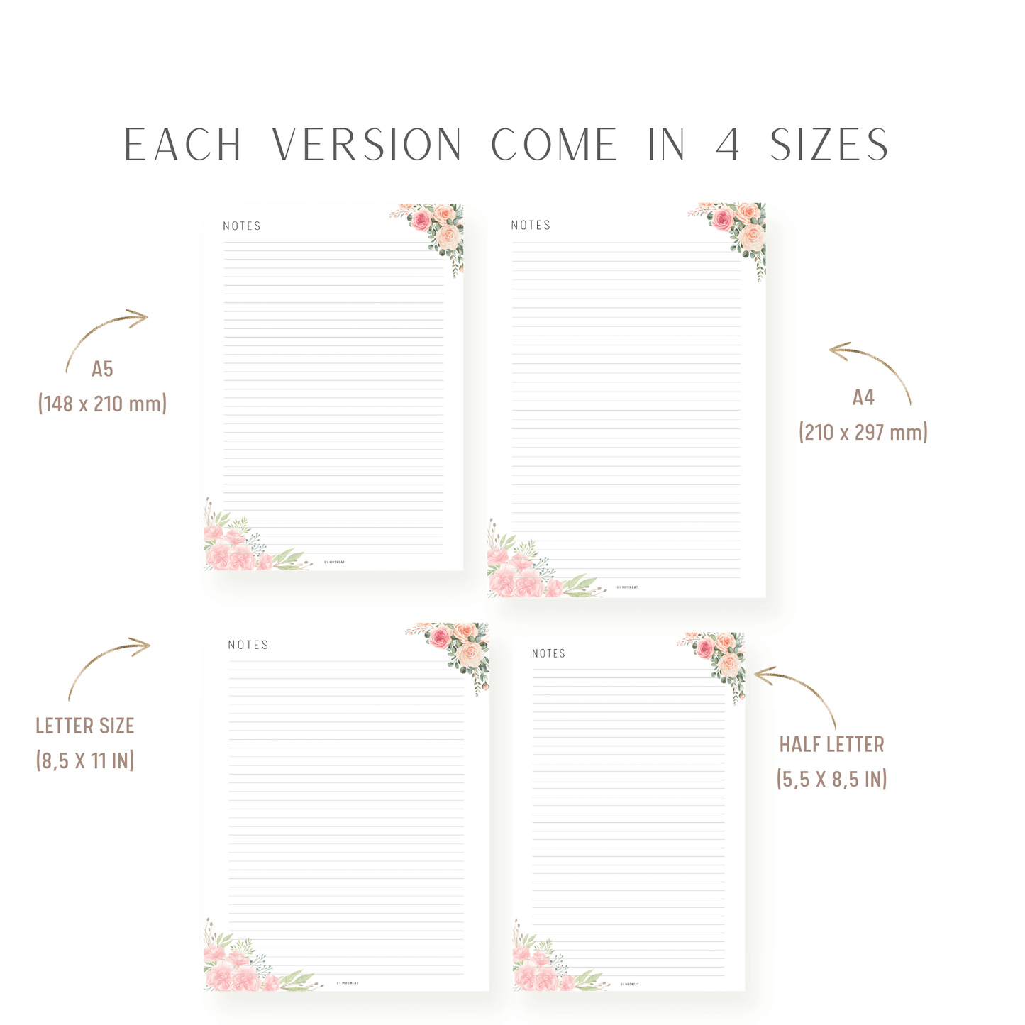 Floral Notes Page Printable