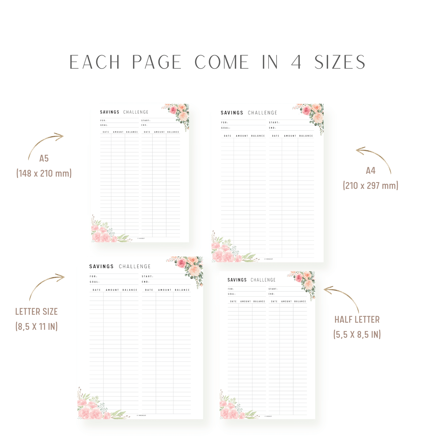 Floral Saving Challenge Printable