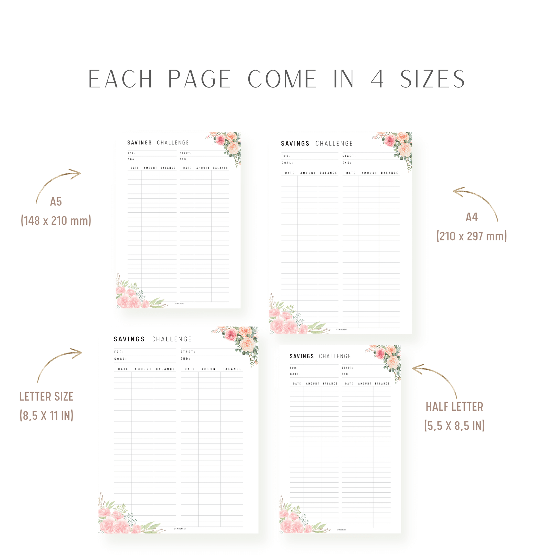 Floral Saving Challenge Printable