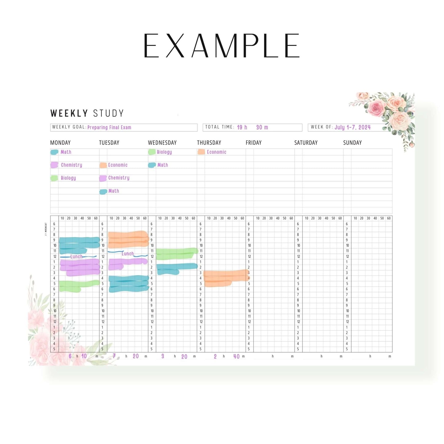 Weekly Study Tracker Template