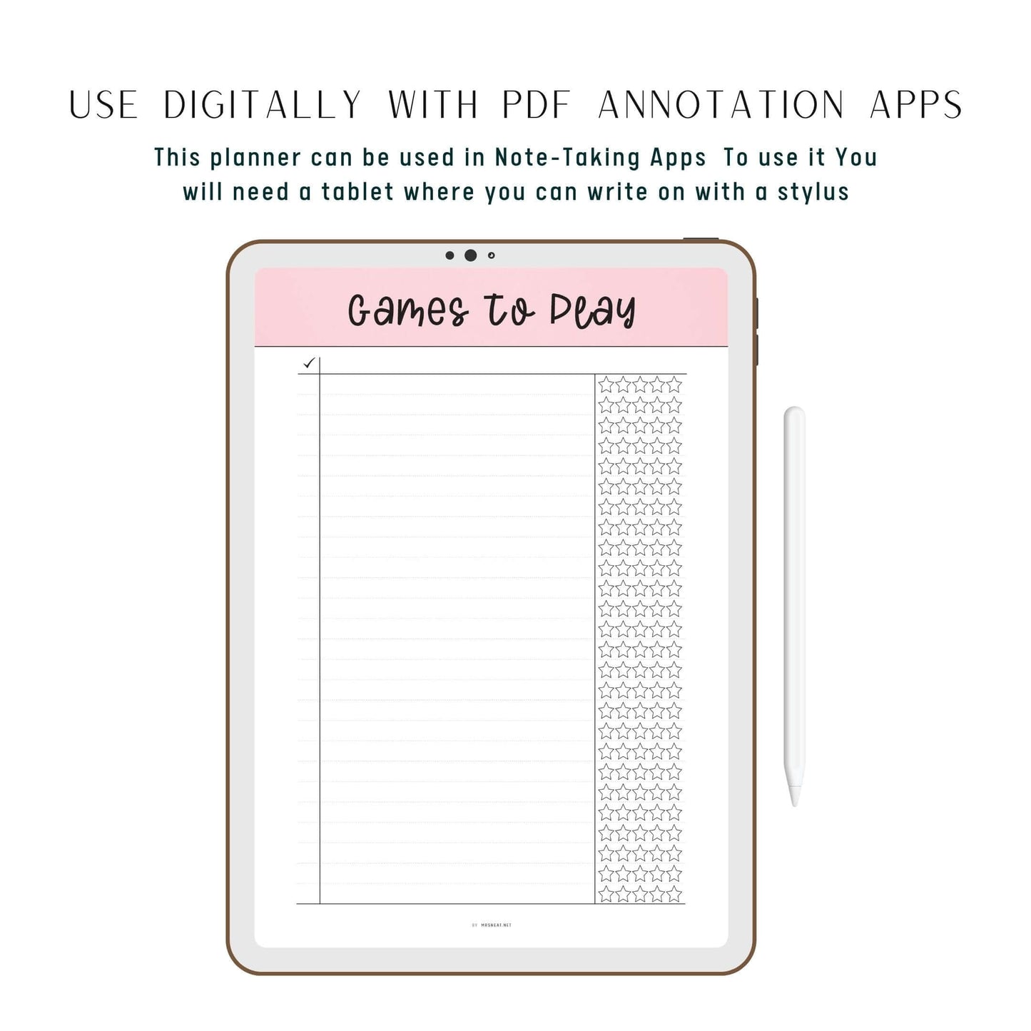 Digital Best Games To Play List Template Printable