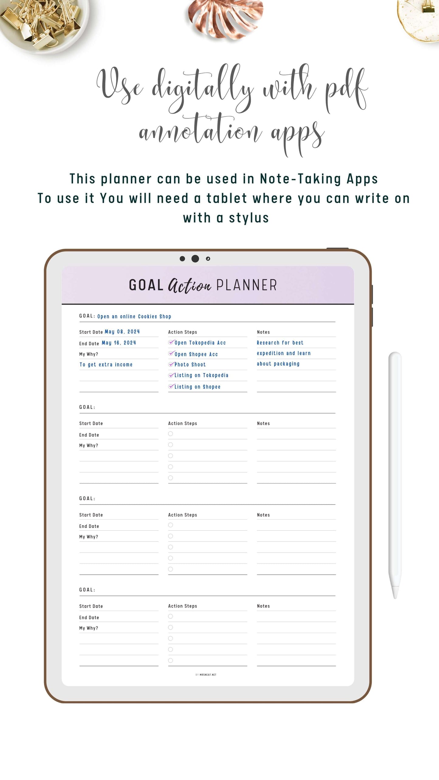 Digital Goal Action Planner Template
