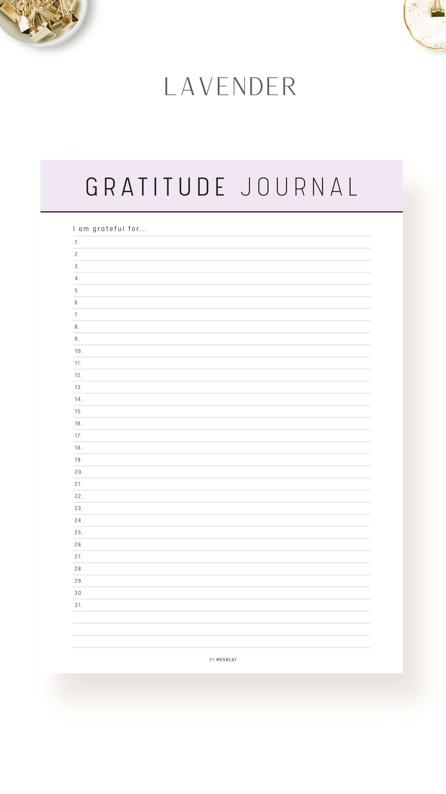 Printable Gratitude Journal Template
