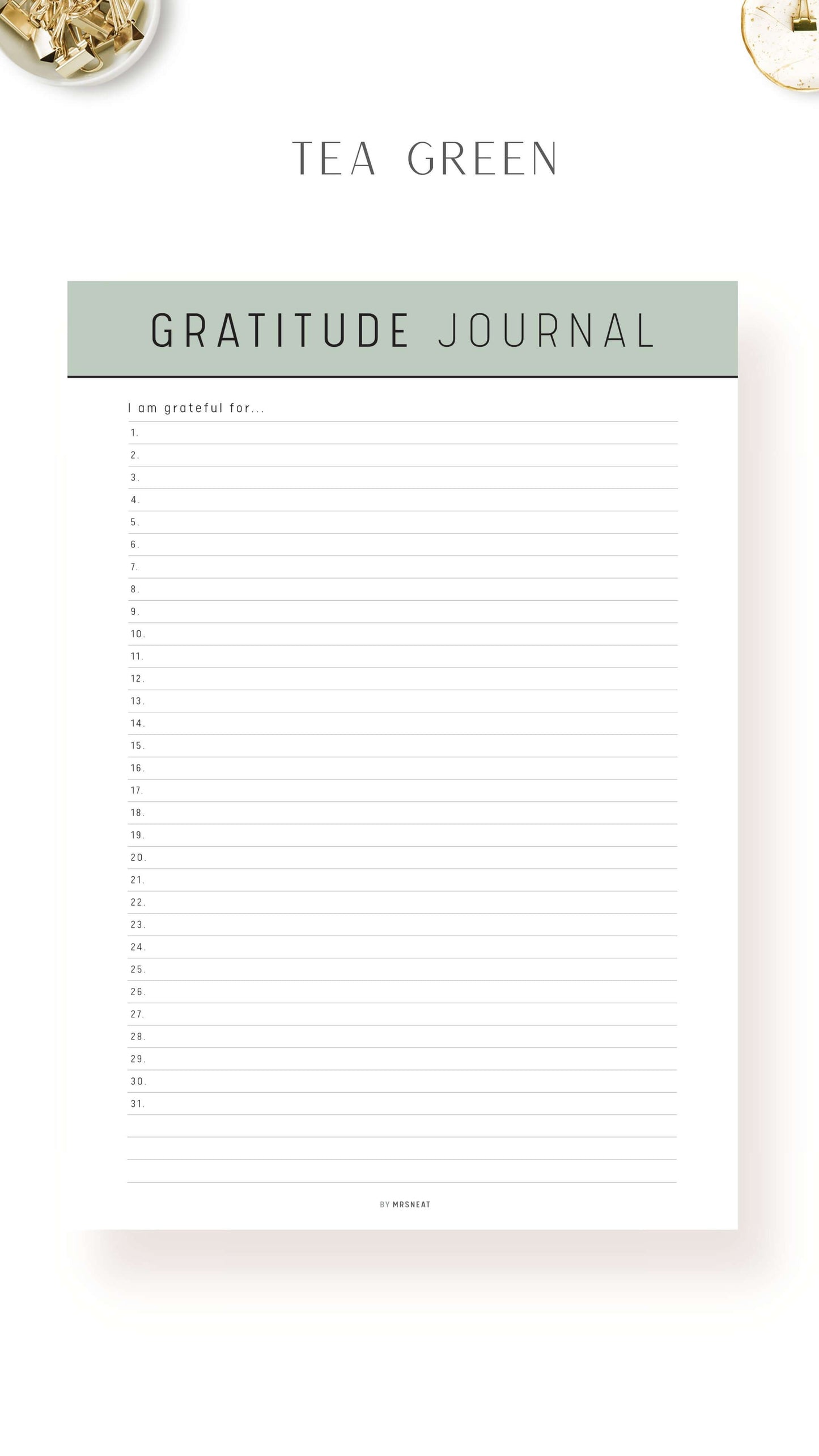 Printable Gratitude Journal Template