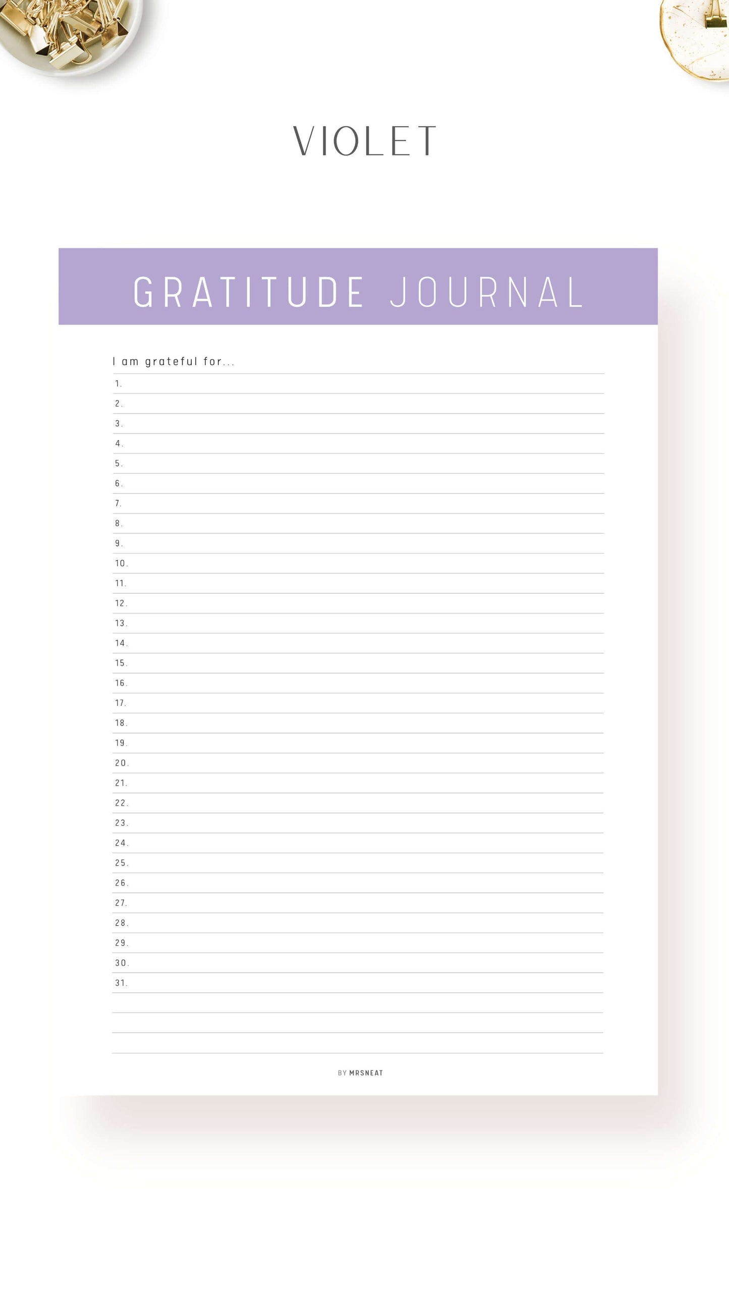 Printable Gratitude Journal Template