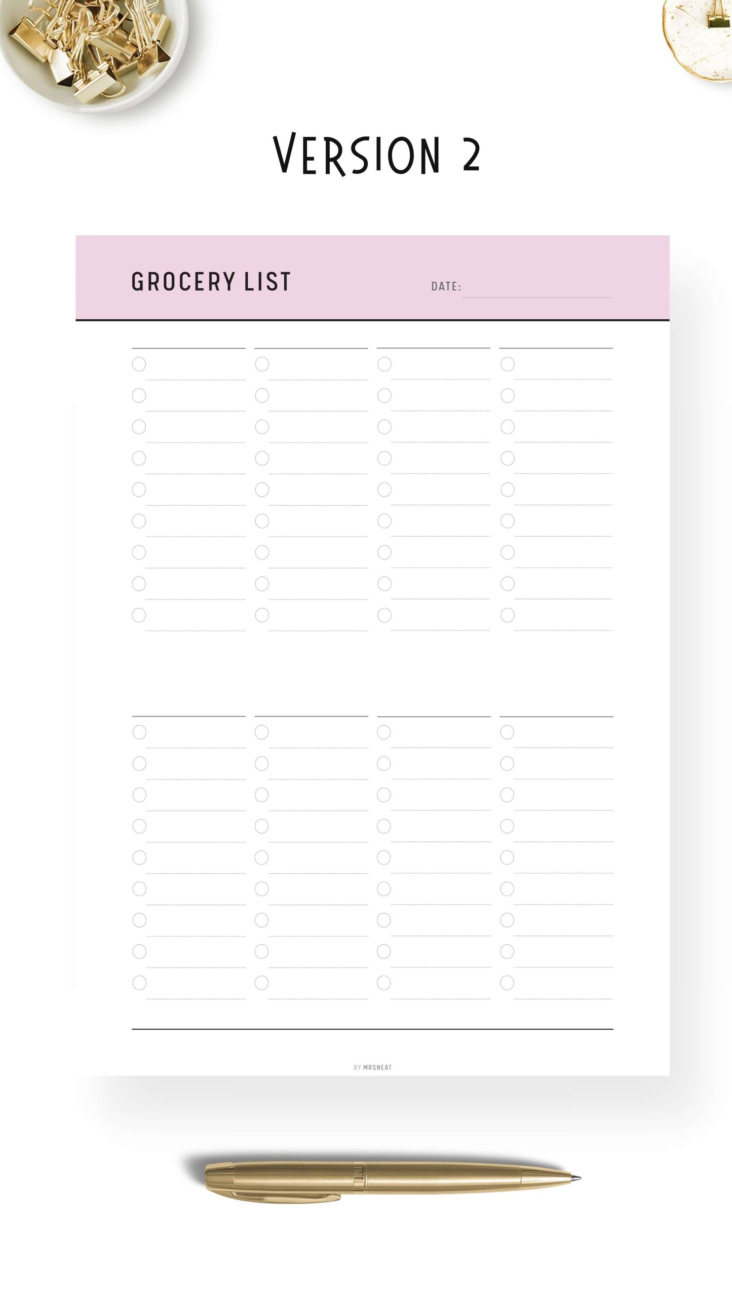 Weekly Grocery List Template Printable PDF