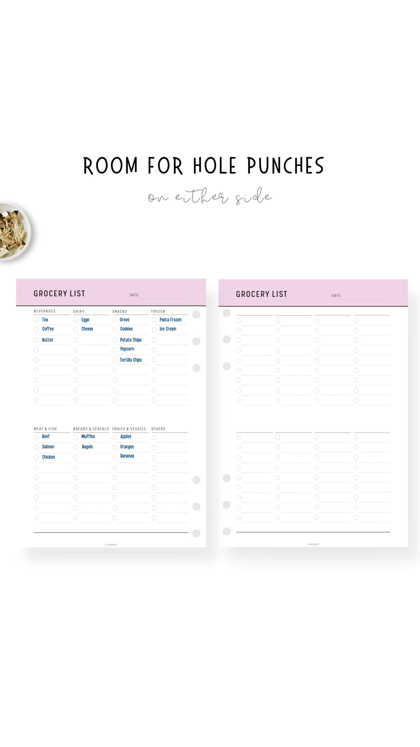 Weekly Grocery List Template Printable PDF