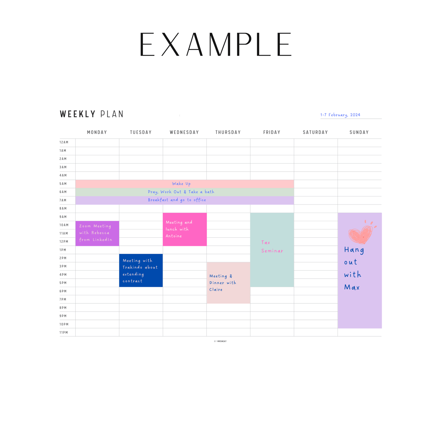Hourly Weekly Schedule Printable