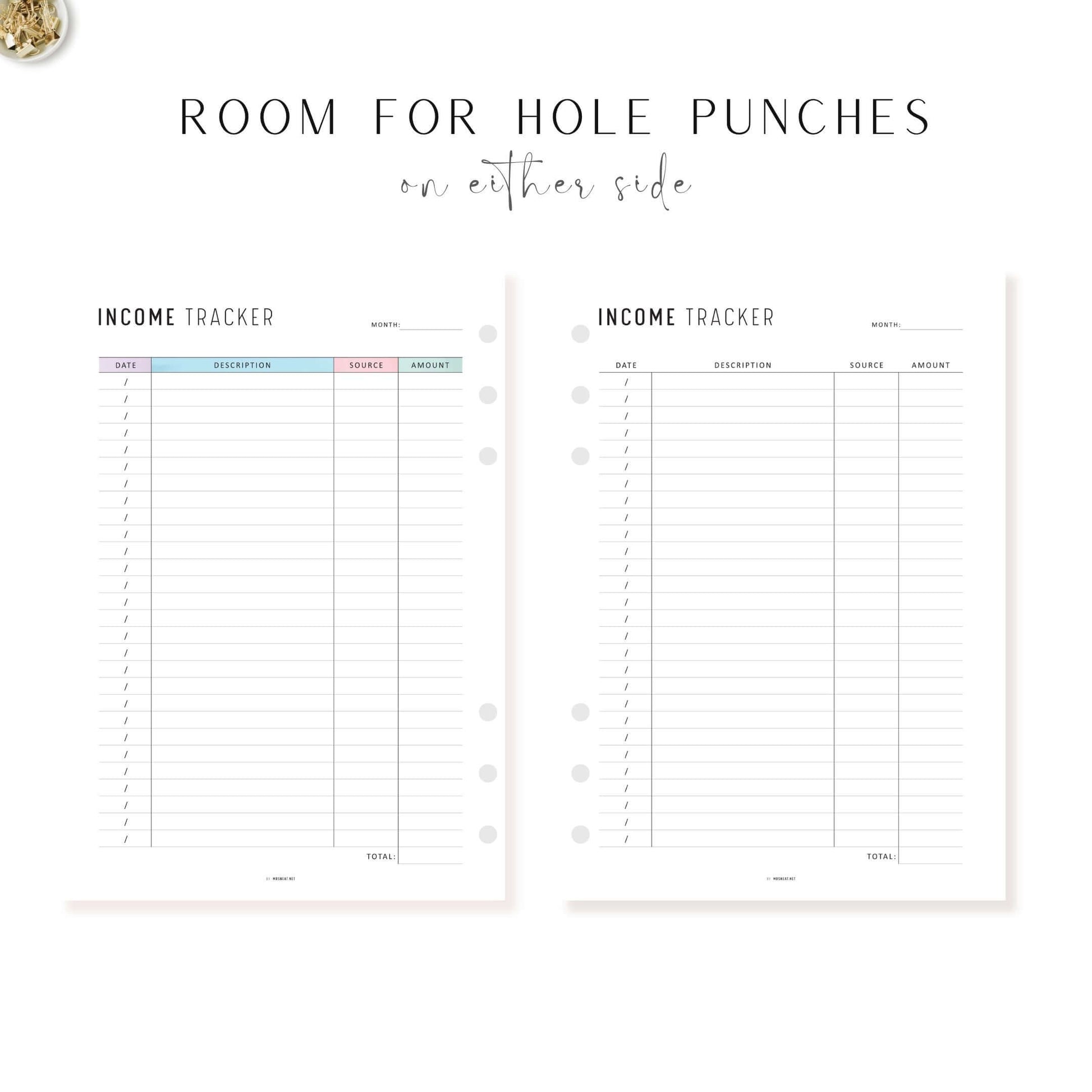 Income Tracker Printable, A4, A5, Letter, Half Letter, Digital Income Tracker, Neutral & Colorful Page