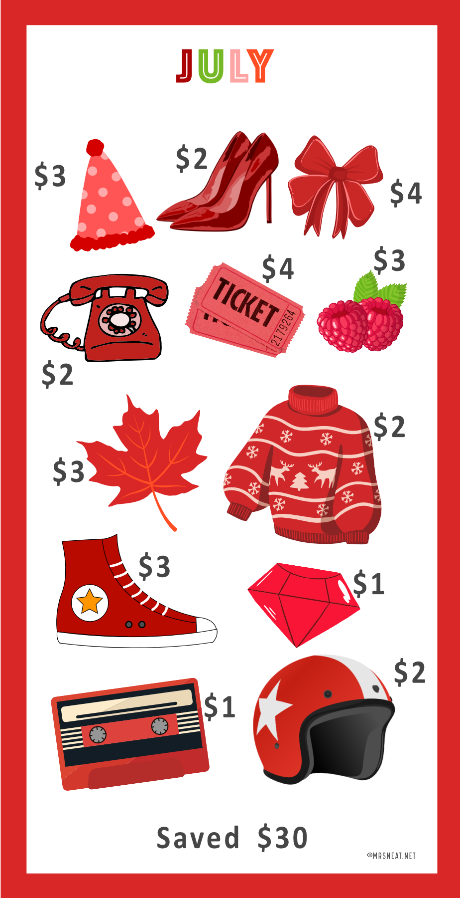 Mini Savings Challenges Digital Download, All Twelve Months, Each Challenge is Save 30, Annual 12 Months Savings Challenge Printable for Cash Stuffing, A6 Money Tracker, A4 Size, Monthly Budgeting
