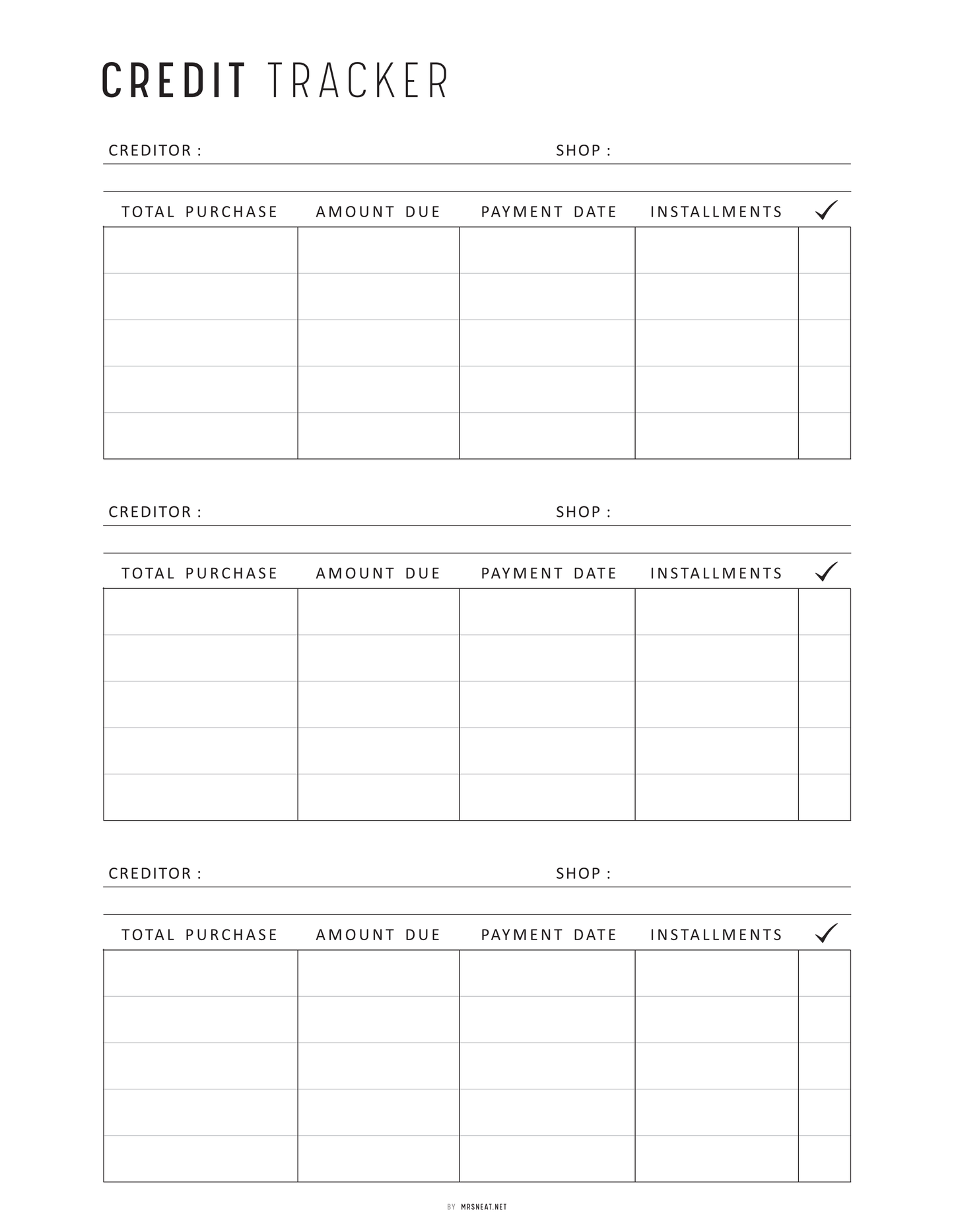 Credit Card Tracker, Printable, A4, A5, Letter, Half Letter, 2 Colors, Digital Planner