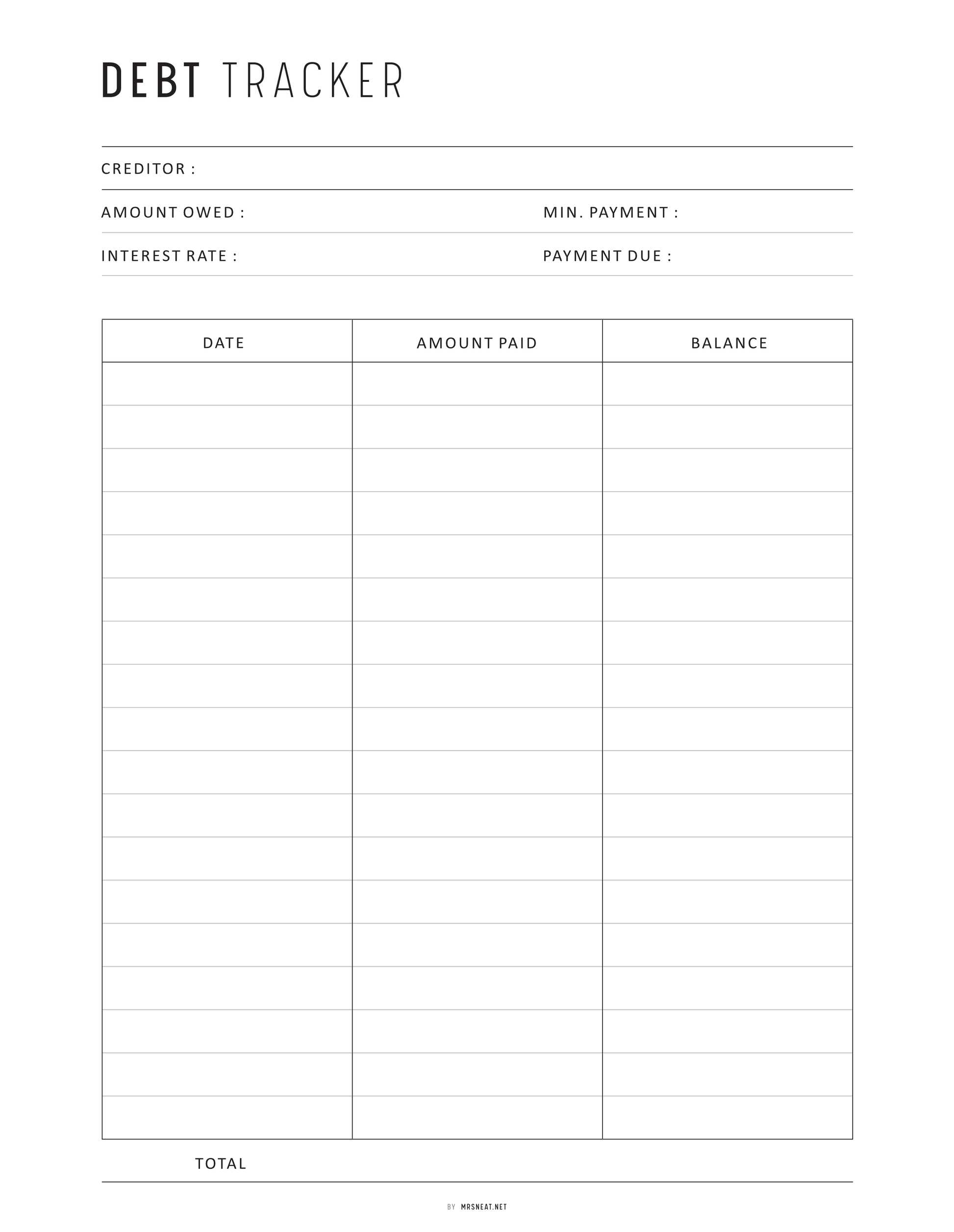 Debt Payment Tracker, Printable, A4, A5, Letter, Half Letter, Digital Planner, PDF, 2 Colors, Instant Download