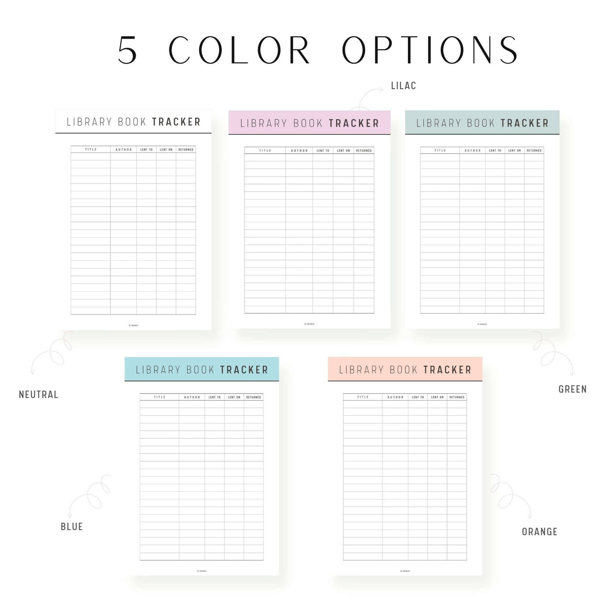 Colorful Library Book Tracker Printable