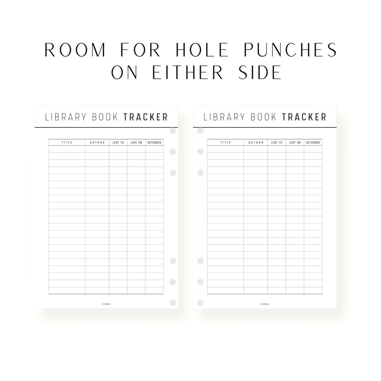 Library Book Tracker Printable