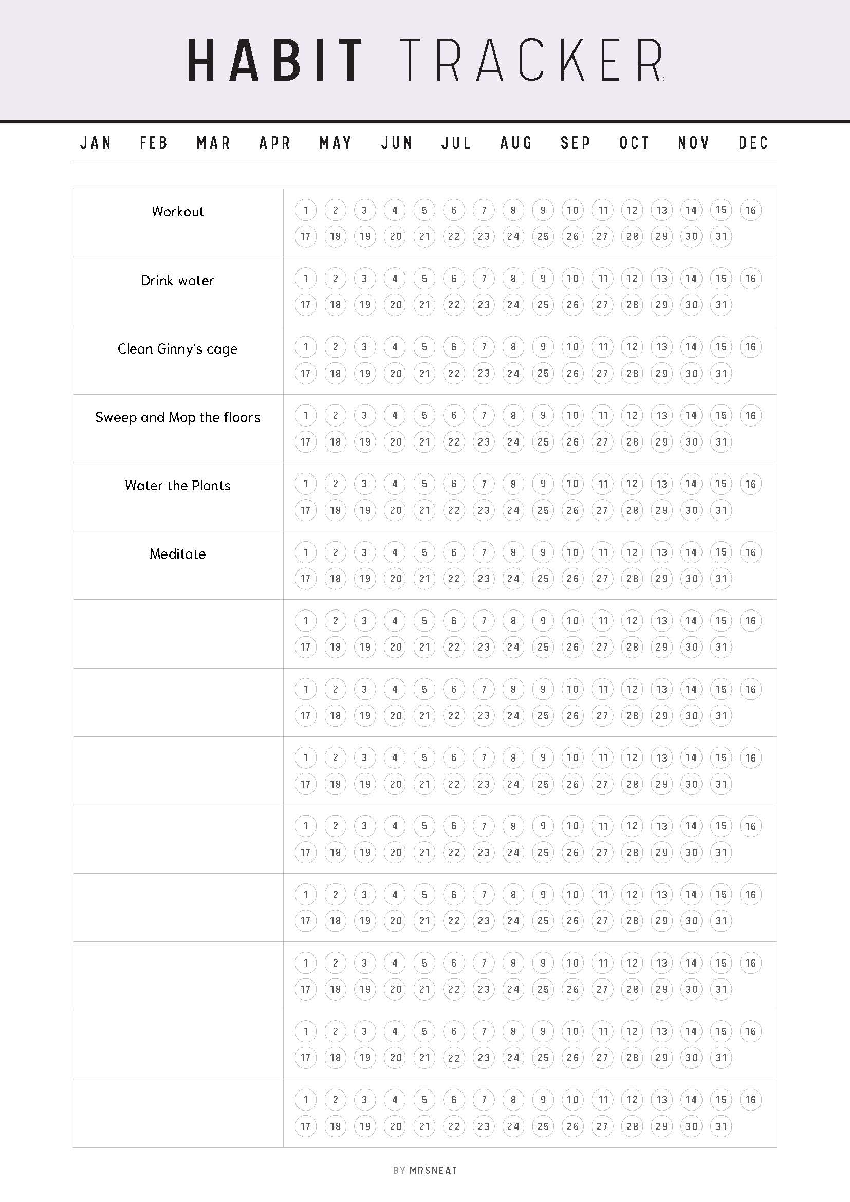 Printable Daily Habit Tracker Template, Monthly Habit Tracker, Habit Tracker Journal, My Daily Routine Tracker, PDF, A4, Letter, 10 Colors