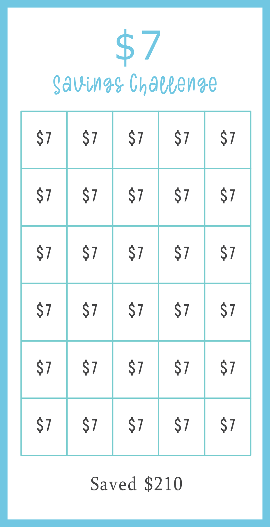 Blue A6 Low Income Mini Savings Challenge Printable, 15 versions, Colorful