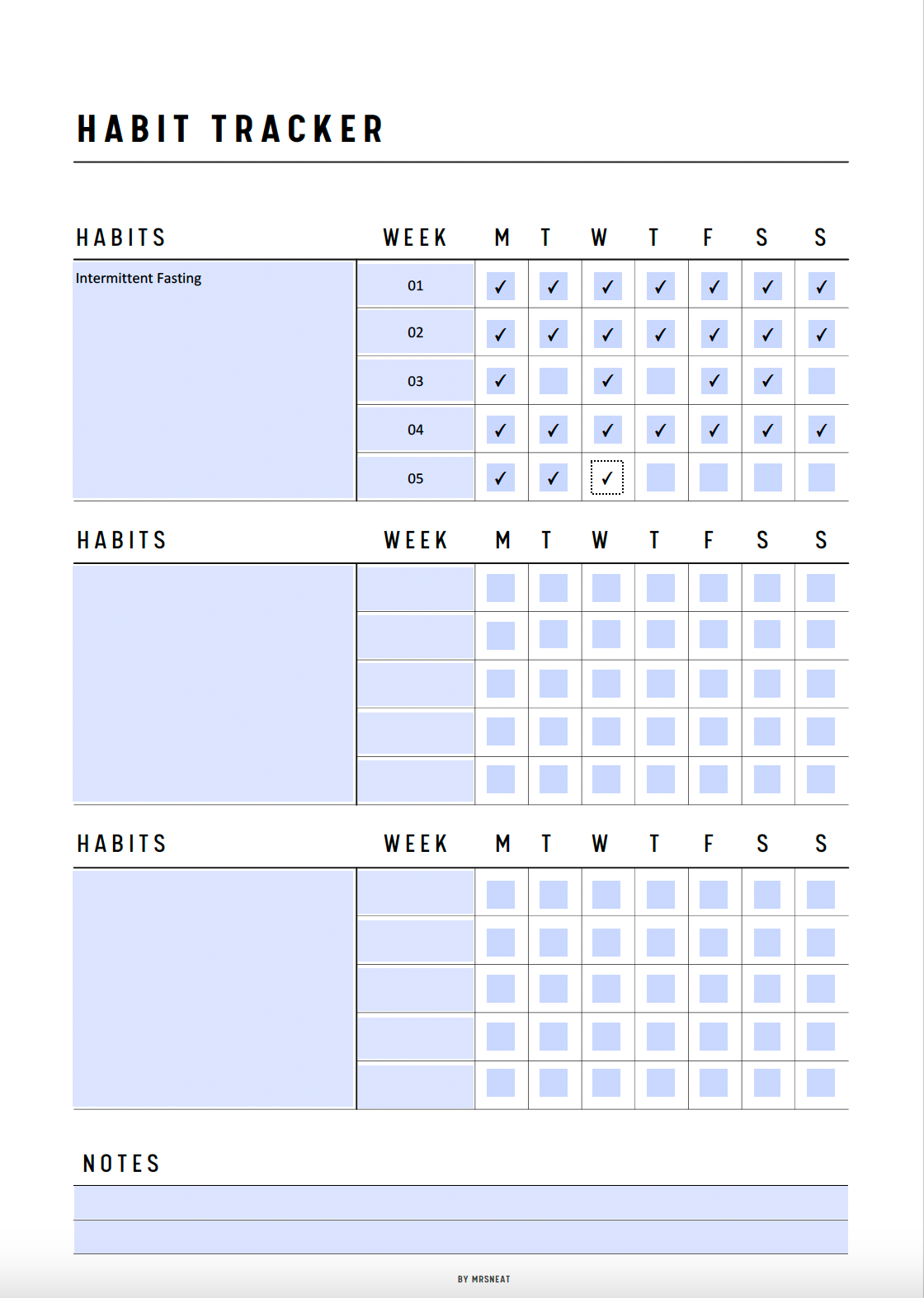 Fillable Daily Habit Tracker Printable, Habit Planner, Weekly Habit Tracker, Habit Checklist, Daily Routine, A4, A5, Half Letter, Letter, Digital Planner, Fillable PDF, Printable Planner
