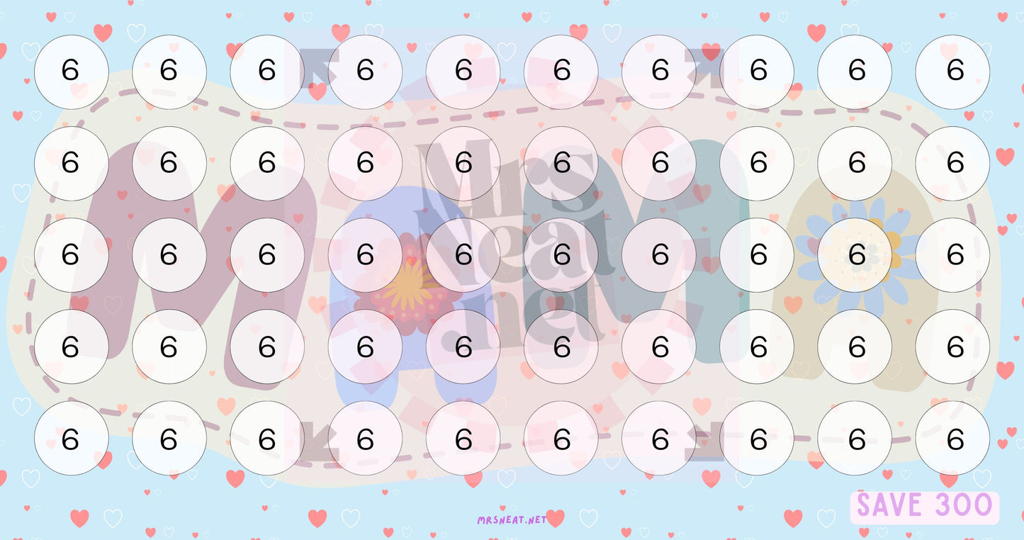 Mothers Day Fund Savings Challenge, A6, Printable, Colorful, Cute, 6 Challenges, Gift for Mom, Gift for Mommy, Budget Tracker, Savings Tracker, Cash Stuffing, Tiny Mini Savings Challenge, Kawaii Savings Challenge, Low Income Savings Challenge, Low income budget tracker