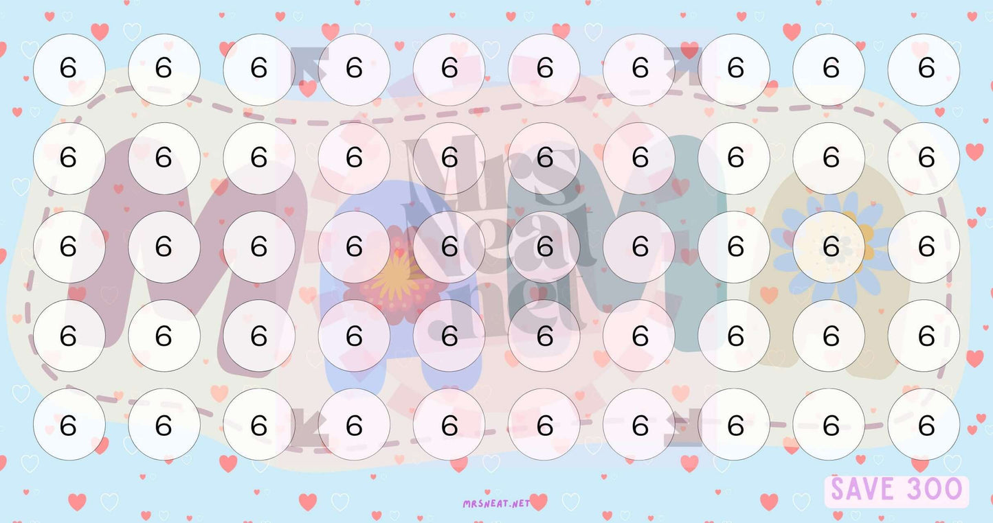 Mothers Day Fund Savings Challenge, A6, Printable, Colorful, Cute, 6 Challenges, Gift for Mom, Gift for Mommy, Budget Tracker, Savings Tracker, Cash Stuffing, Tiny Mini Savings Challenge, Kawaii Savings Challenge, Low Income Savings Challenge, Low income budget tracker