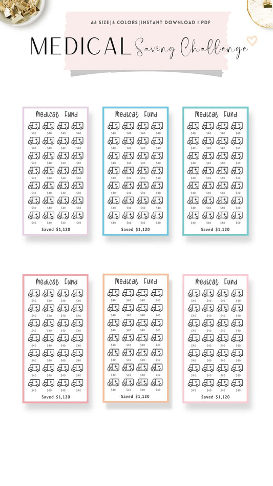 A6 Medical Mini Savings Challenge Template PDF