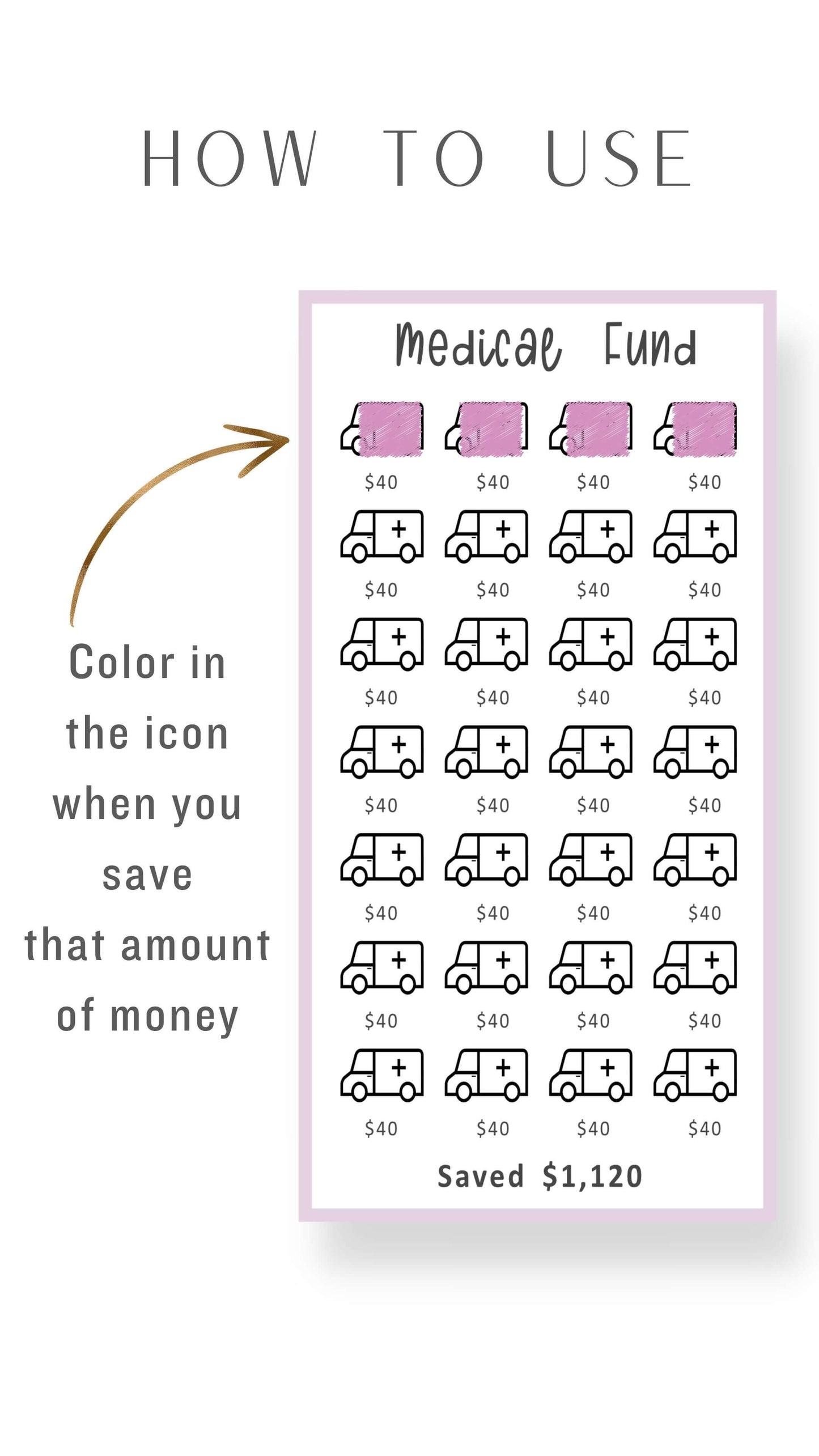 Colorful A6 Mini Savings Challenge Medical Fund Template PDF