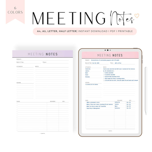 Meeting Notes Template Printable