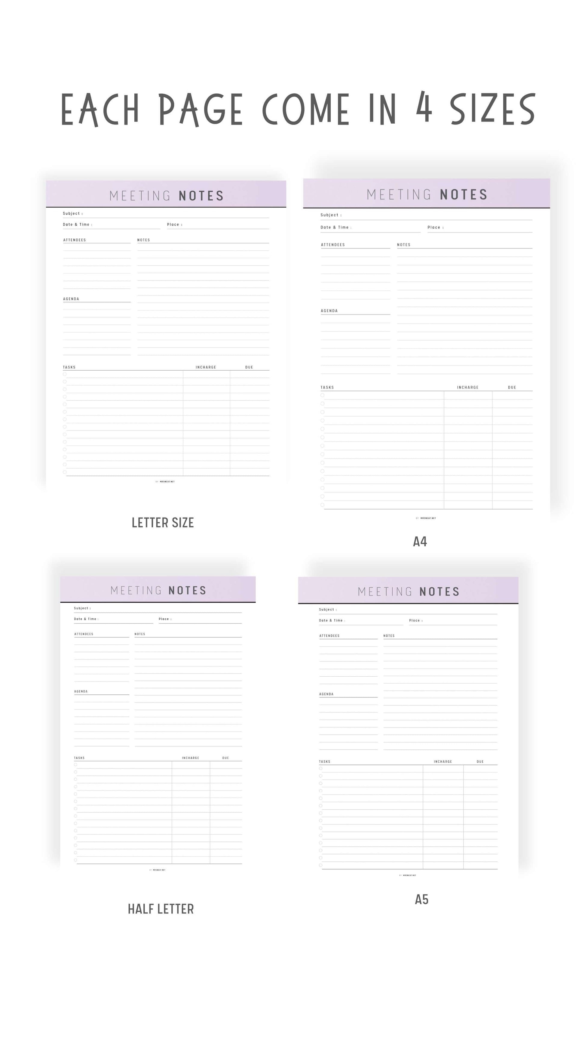 Meeting Notes Template Printable