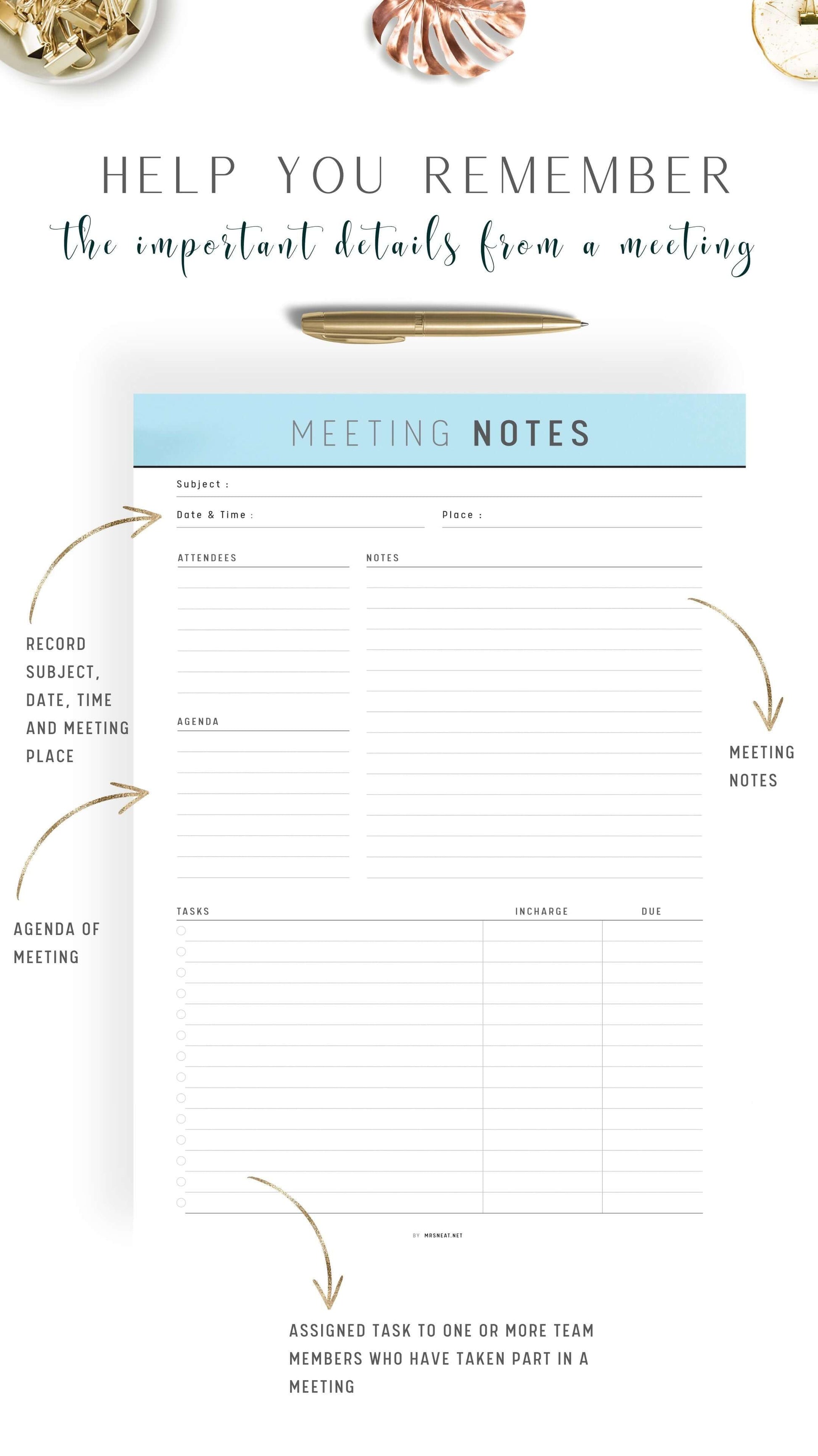 Meeting Notes Template Printable