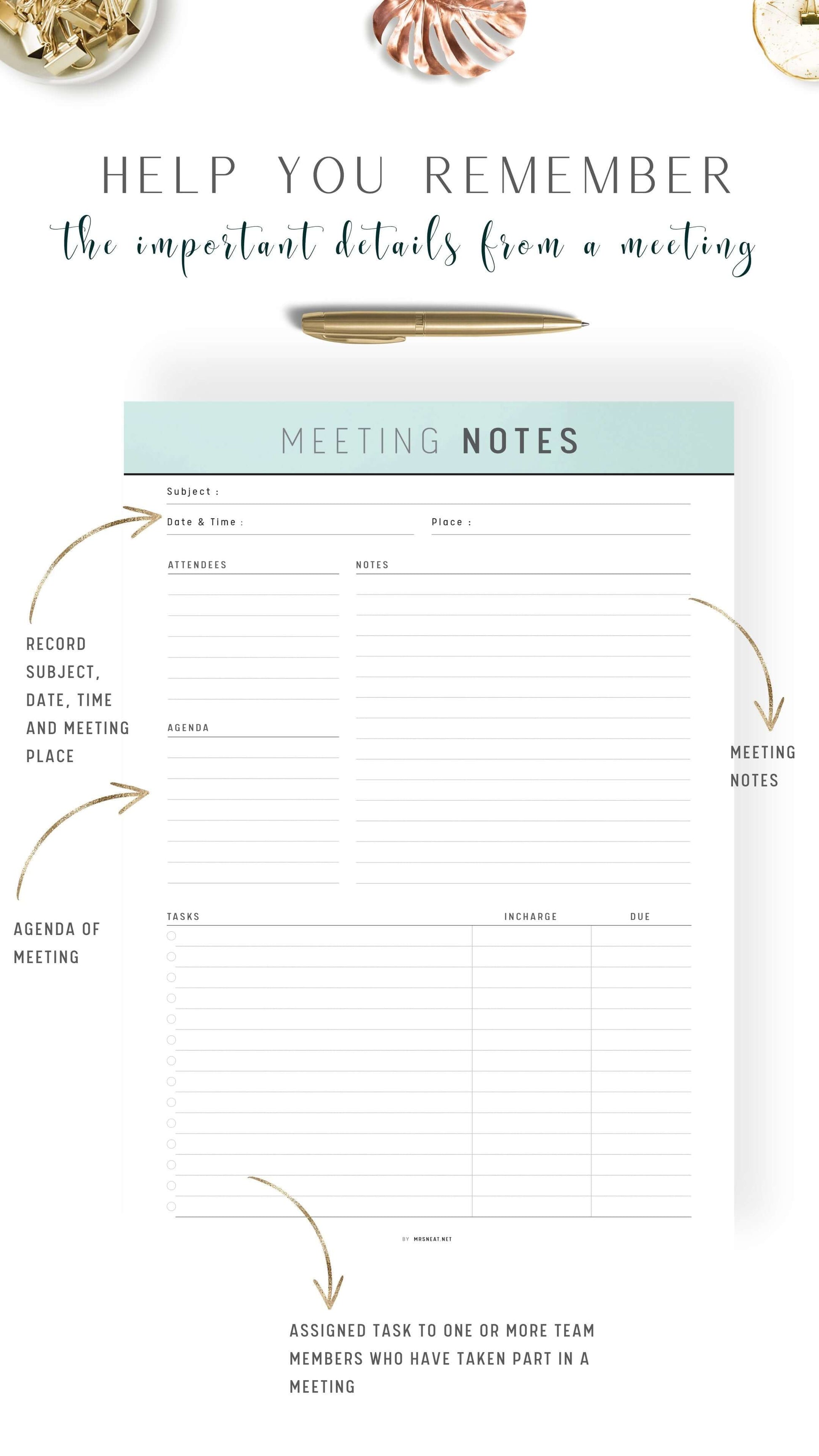 Meeting Notes Template Printable