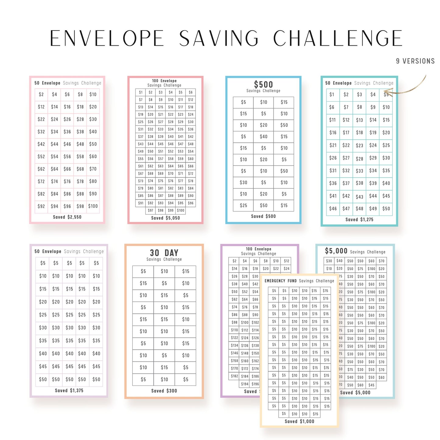 Envelope A6 Saving Challenge Printable Bundle