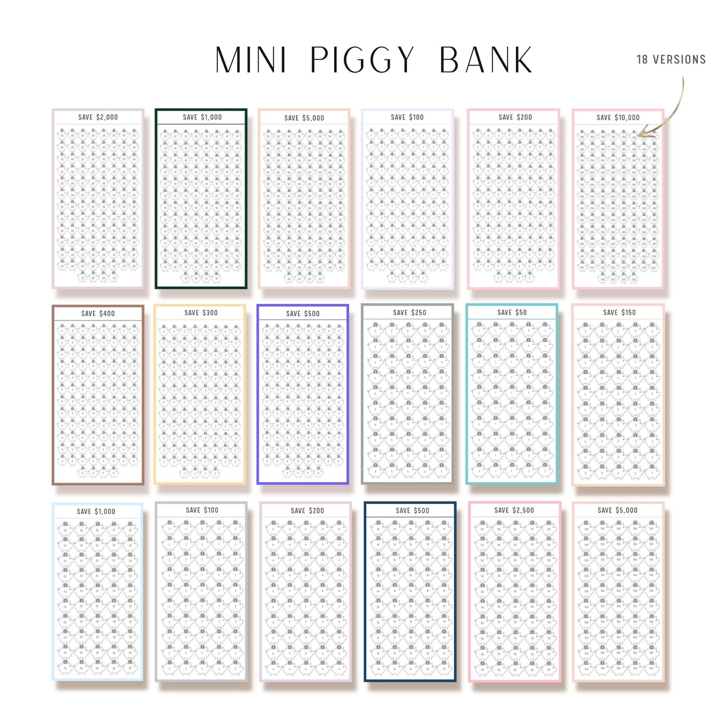 Mini Piggy Bank Saving Challenge Printable Bundle