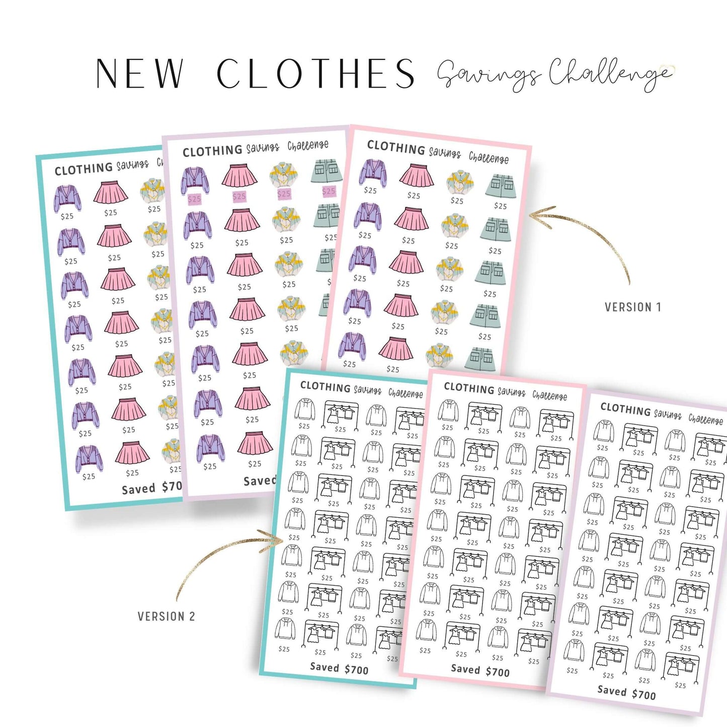 New Clothes A6 Saving Challenge Printable Bundle