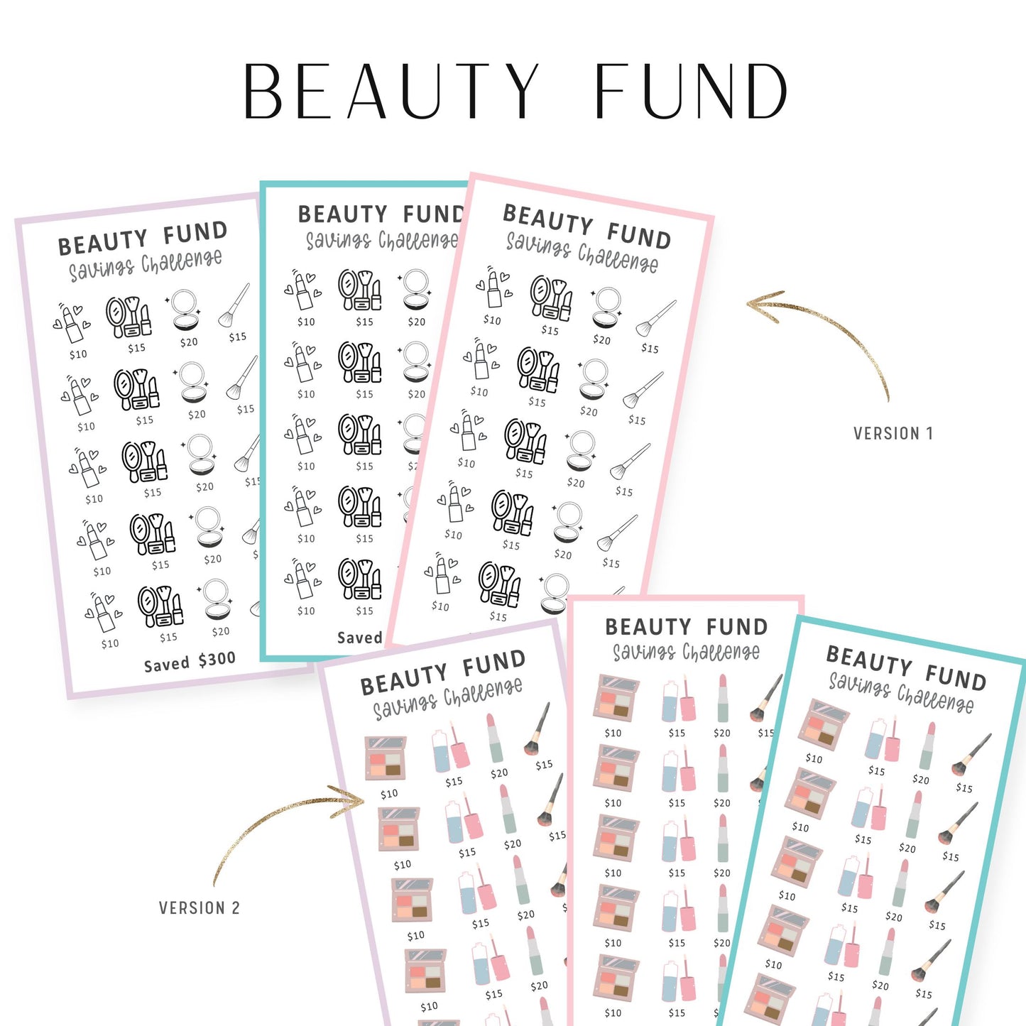 Beauty Fund A6 Saving Challenge Printable Bundle
