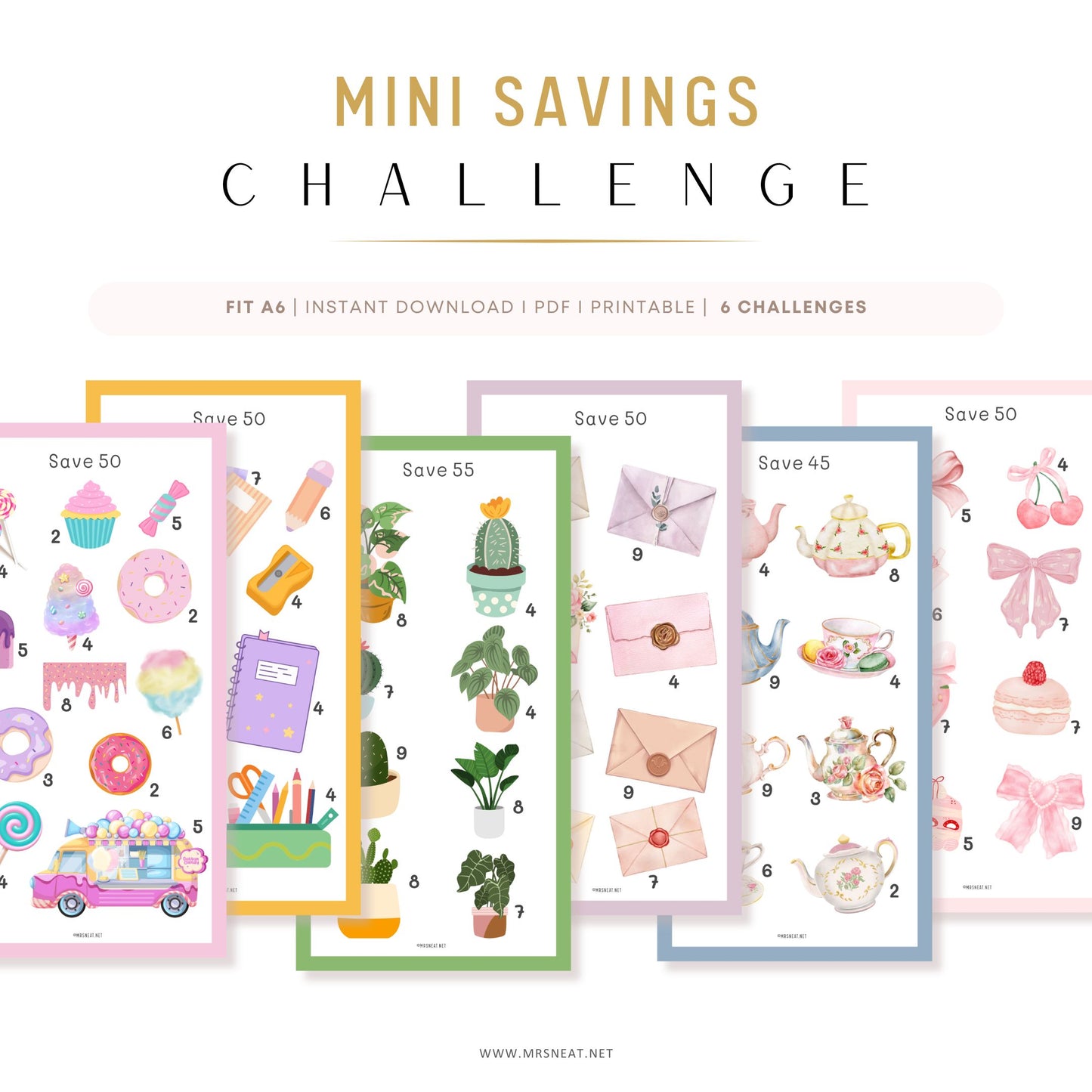 6 Mini Savings Challenges Printable Save $300