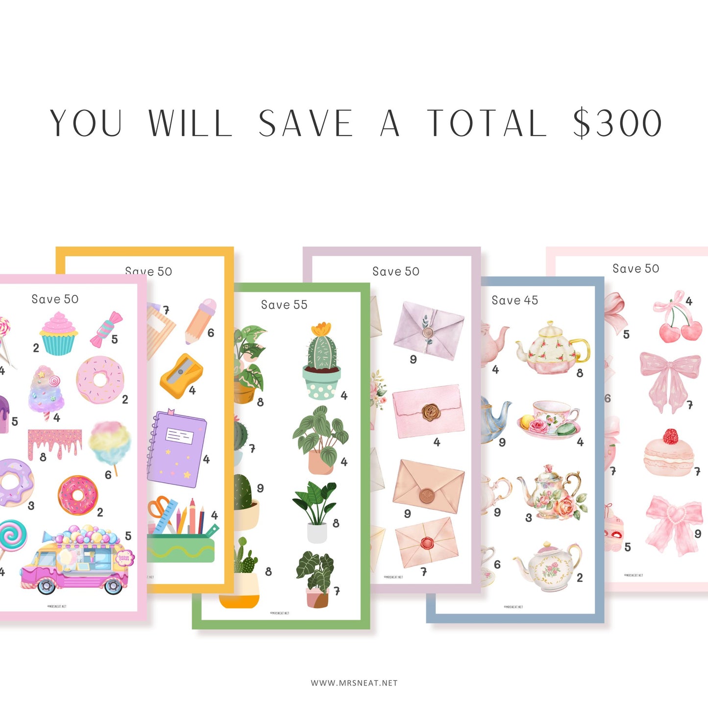 6 Mini Savings Challenges Printable Save $300