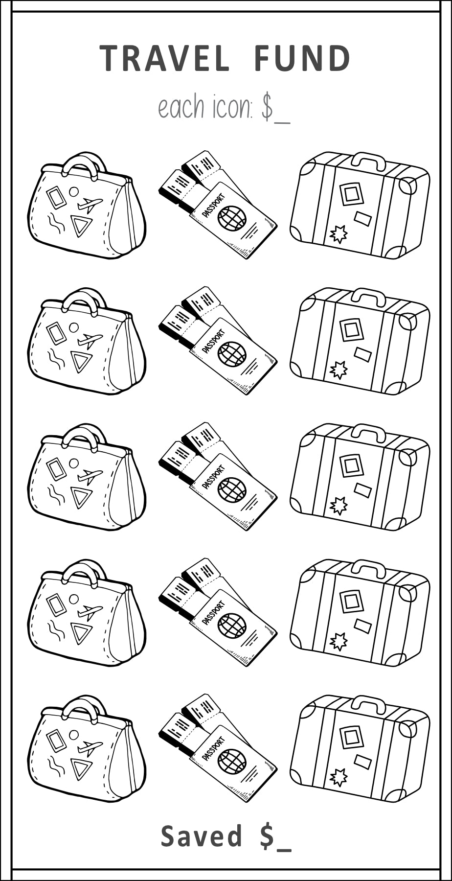Travel Fund Savings Challenge, Mini Savings Challenge, PDF, A6, Money Savings Challenge, Budget Binder, Colorful,6 versions