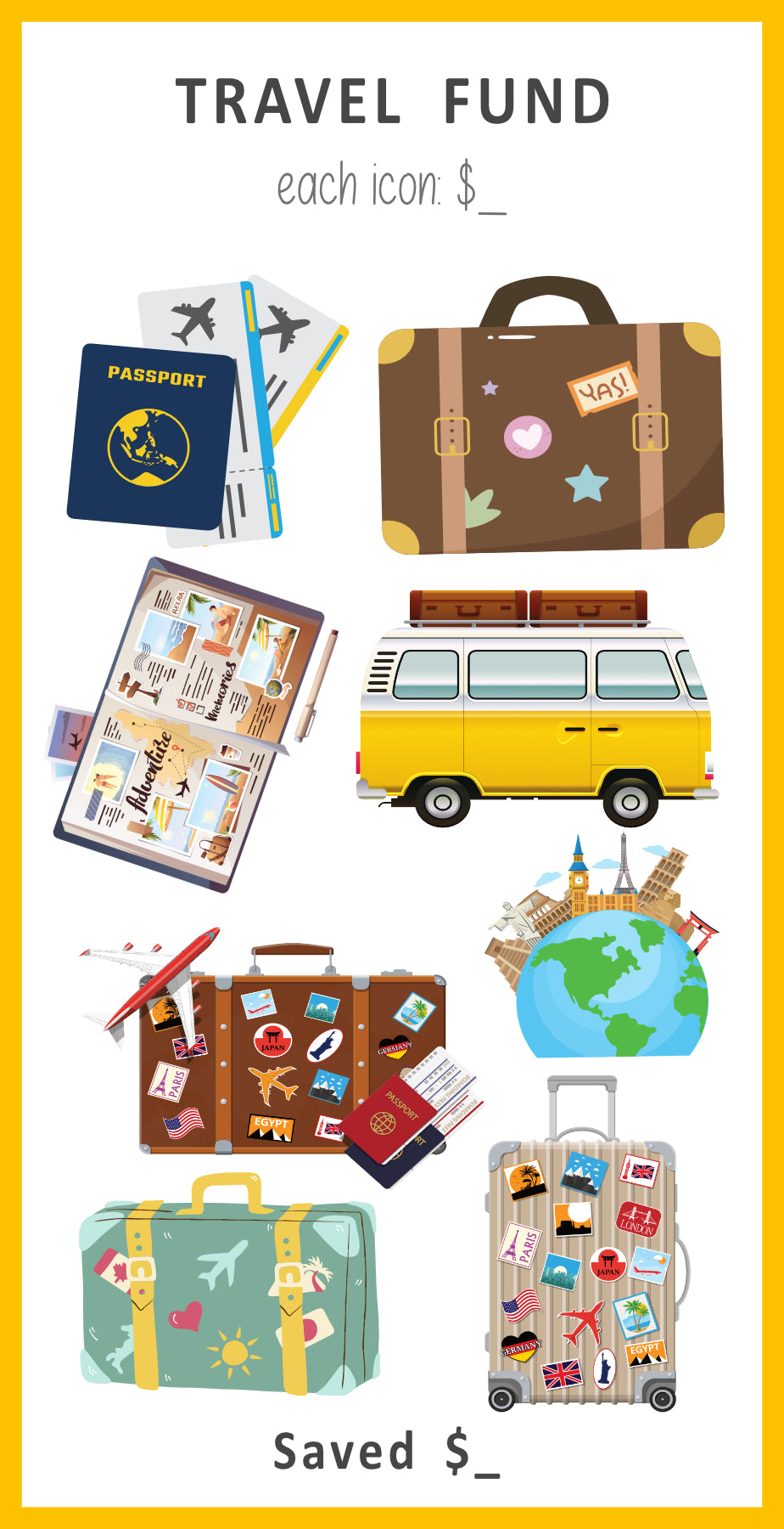 Travel Fund Savings Challenge, Mini Savings Challenge, PDF, A6, Money Savings Challenge, Budget Binder, Colorful,6 versions