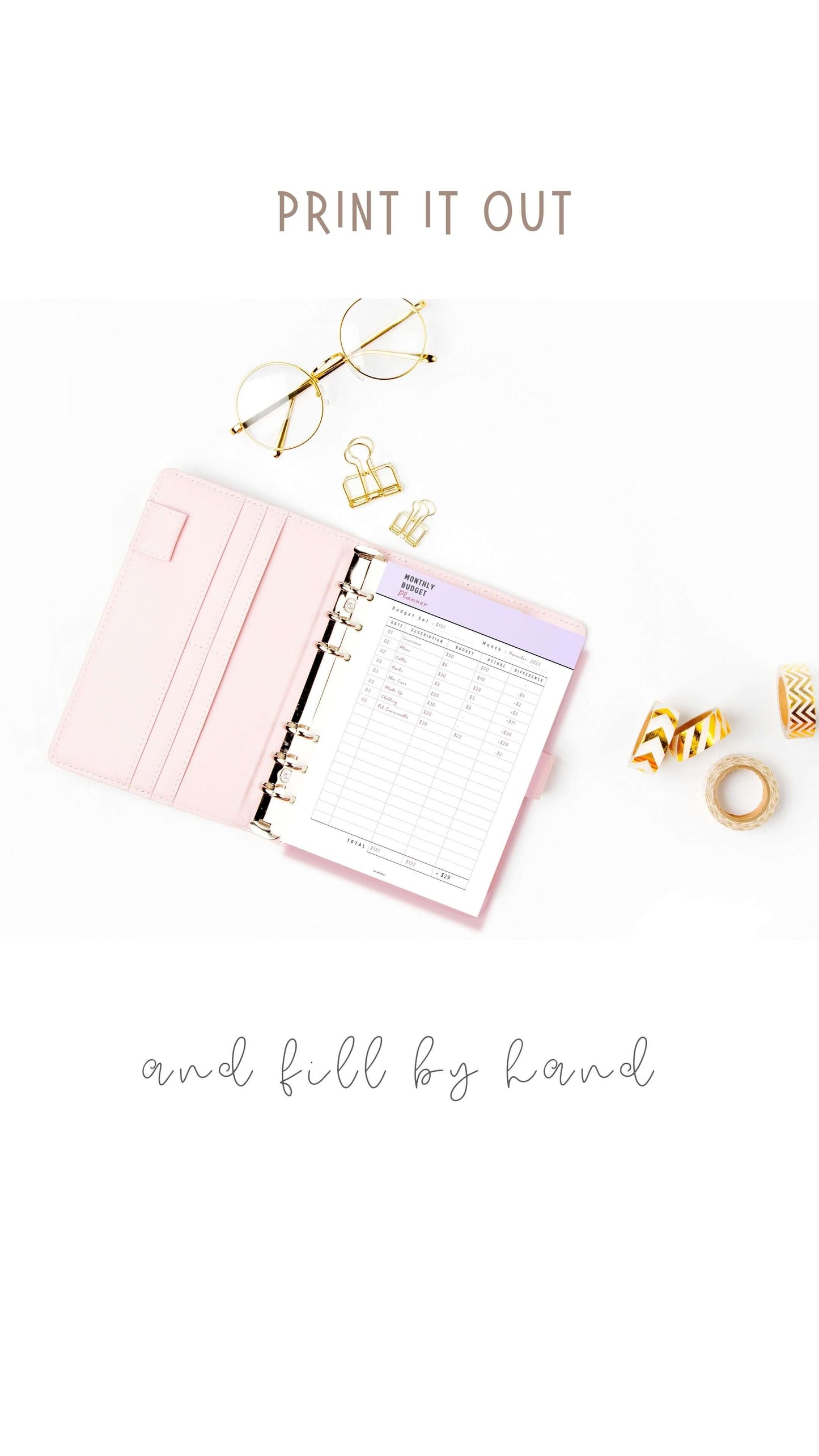 Monthly Budget Planner Printable, Budget Sheet, PDF, A4, A5, Letter, 3 color options