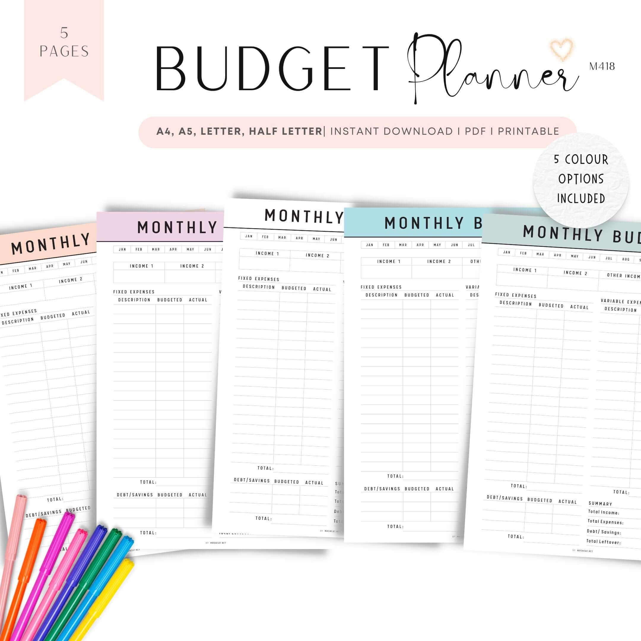 Monthly Budget Template Printable mrsneat Monthly Budget Template Printable mrsneat